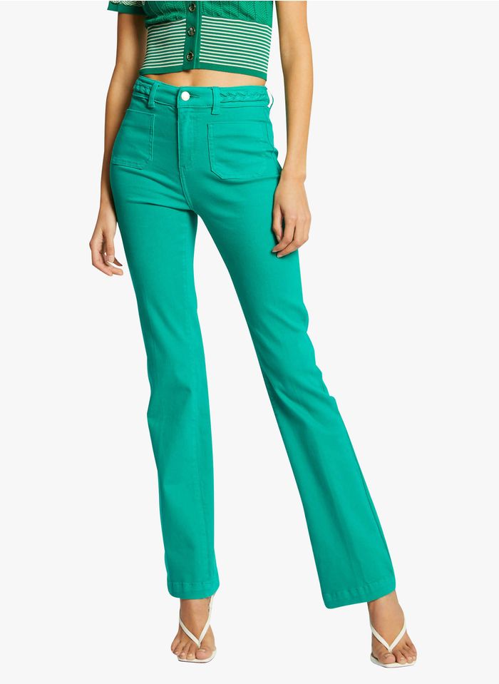 MORGAN Green High-waisted bell-bottom jeans