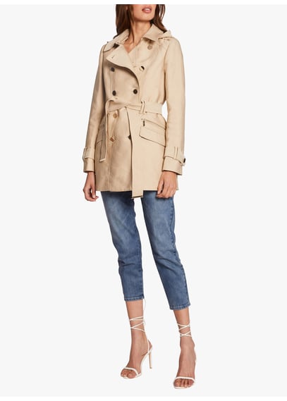Hooded Trench Coat With Classic Collar Beige Morgan Women Place Des Tendances Hooded Trench Coat With Classic Collar Beige Morgan Women Place Des Tendances