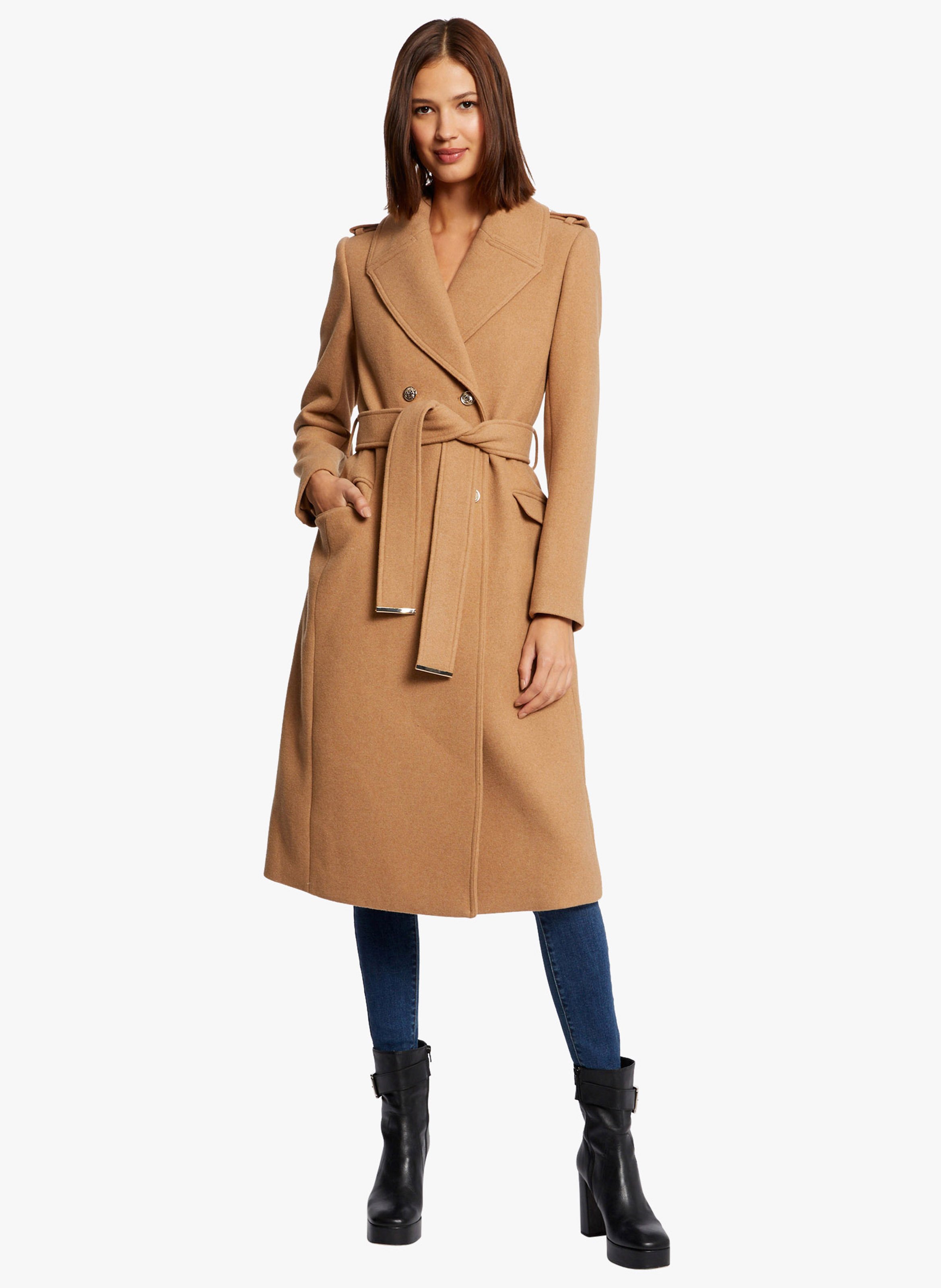 Straight Belted Coat Caramel Morgan 