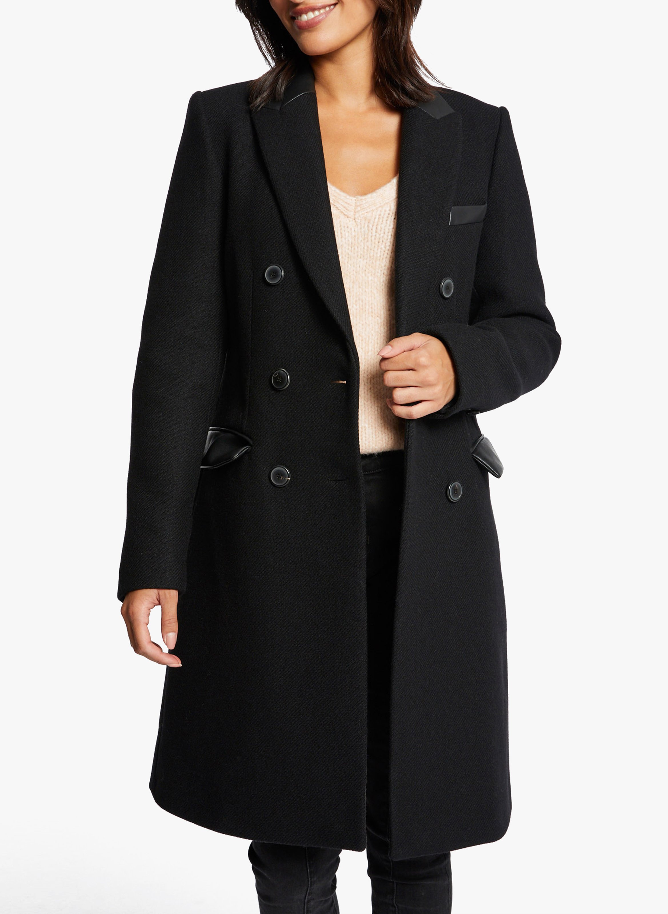 wool blend straight coat
