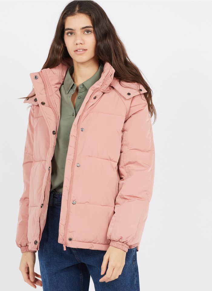 MOSS COPENHAGEN Pink High-neck padded jacket with hood