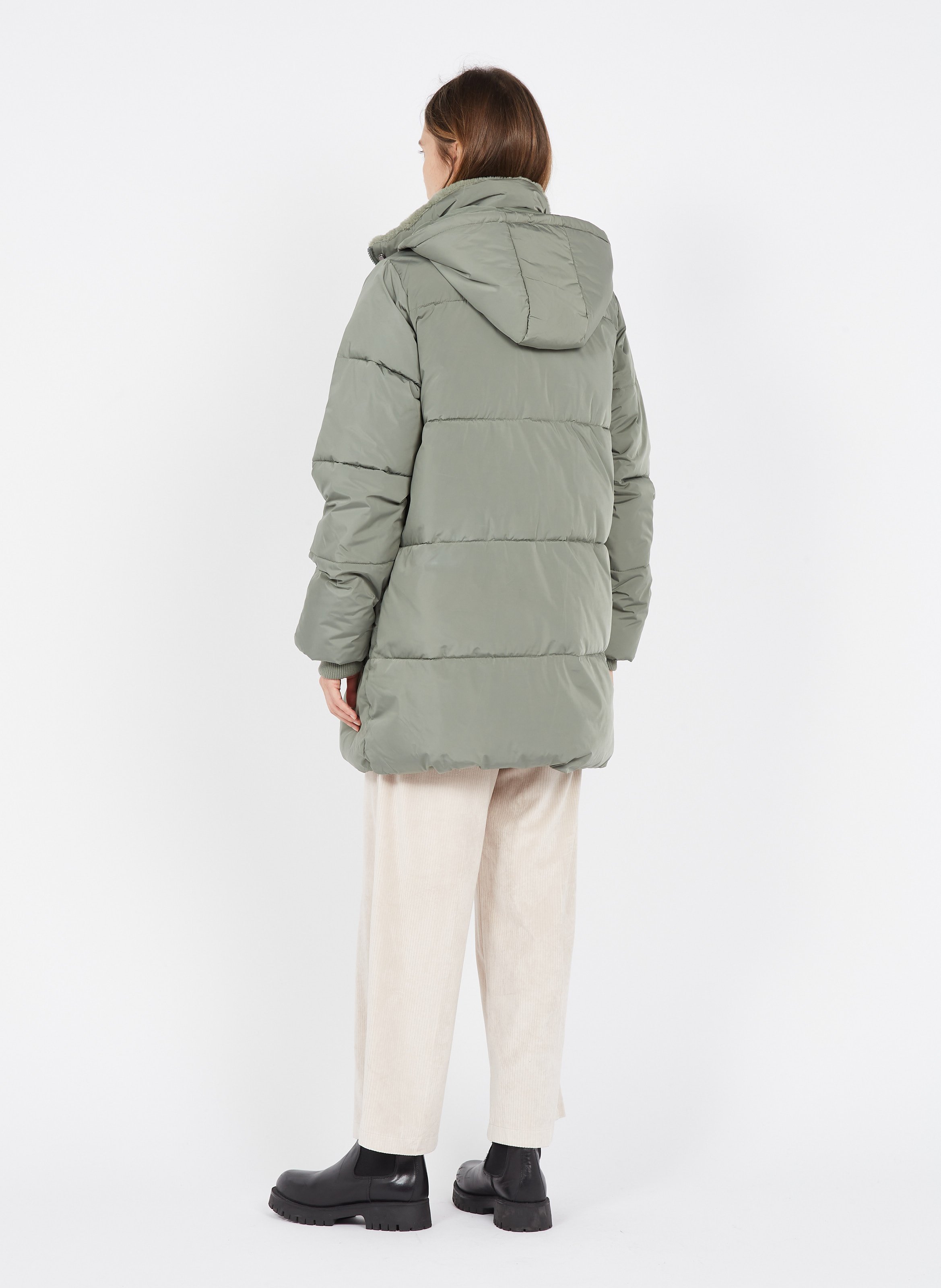 green padded parka