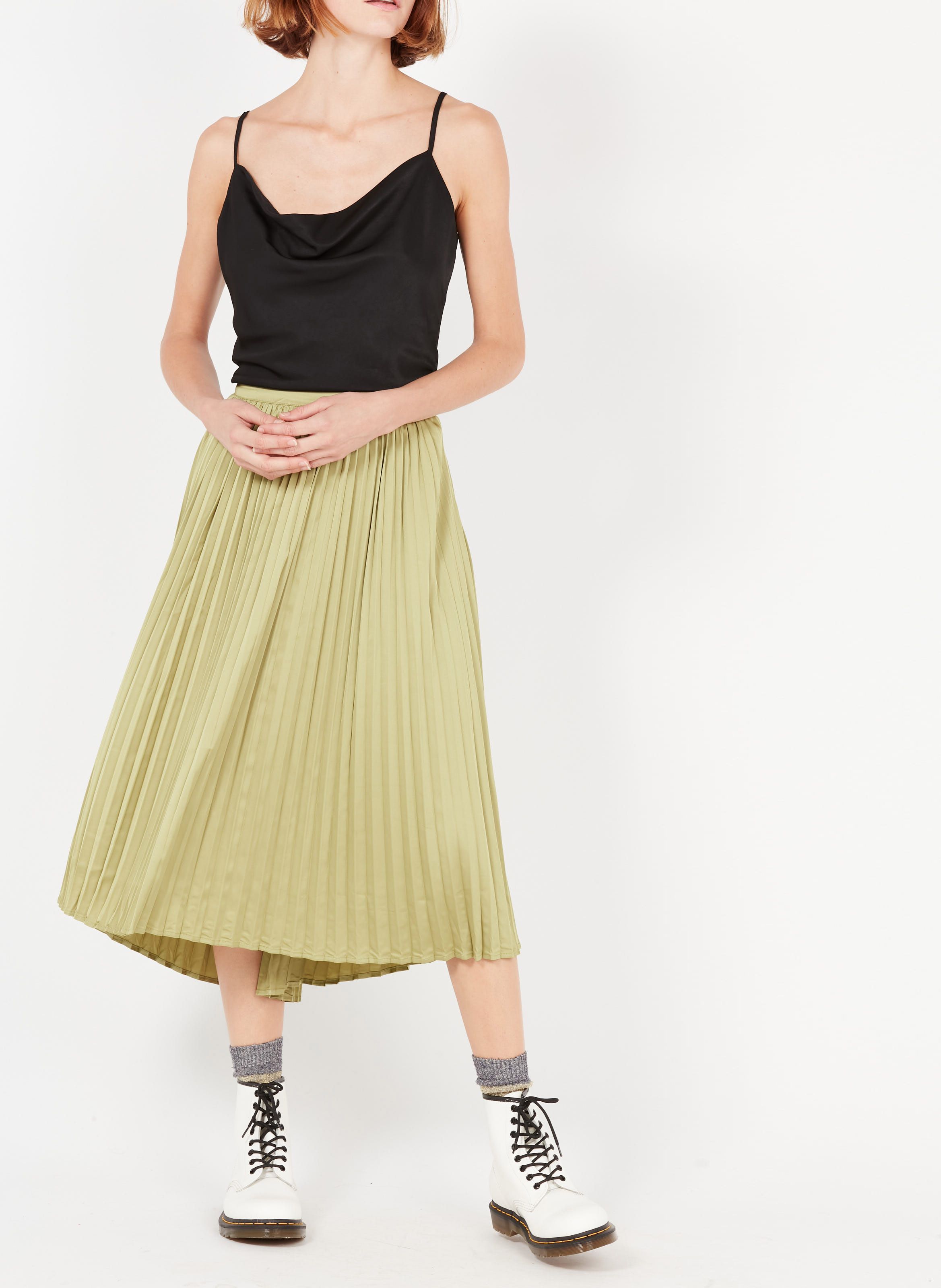 knife pleated midi skirt