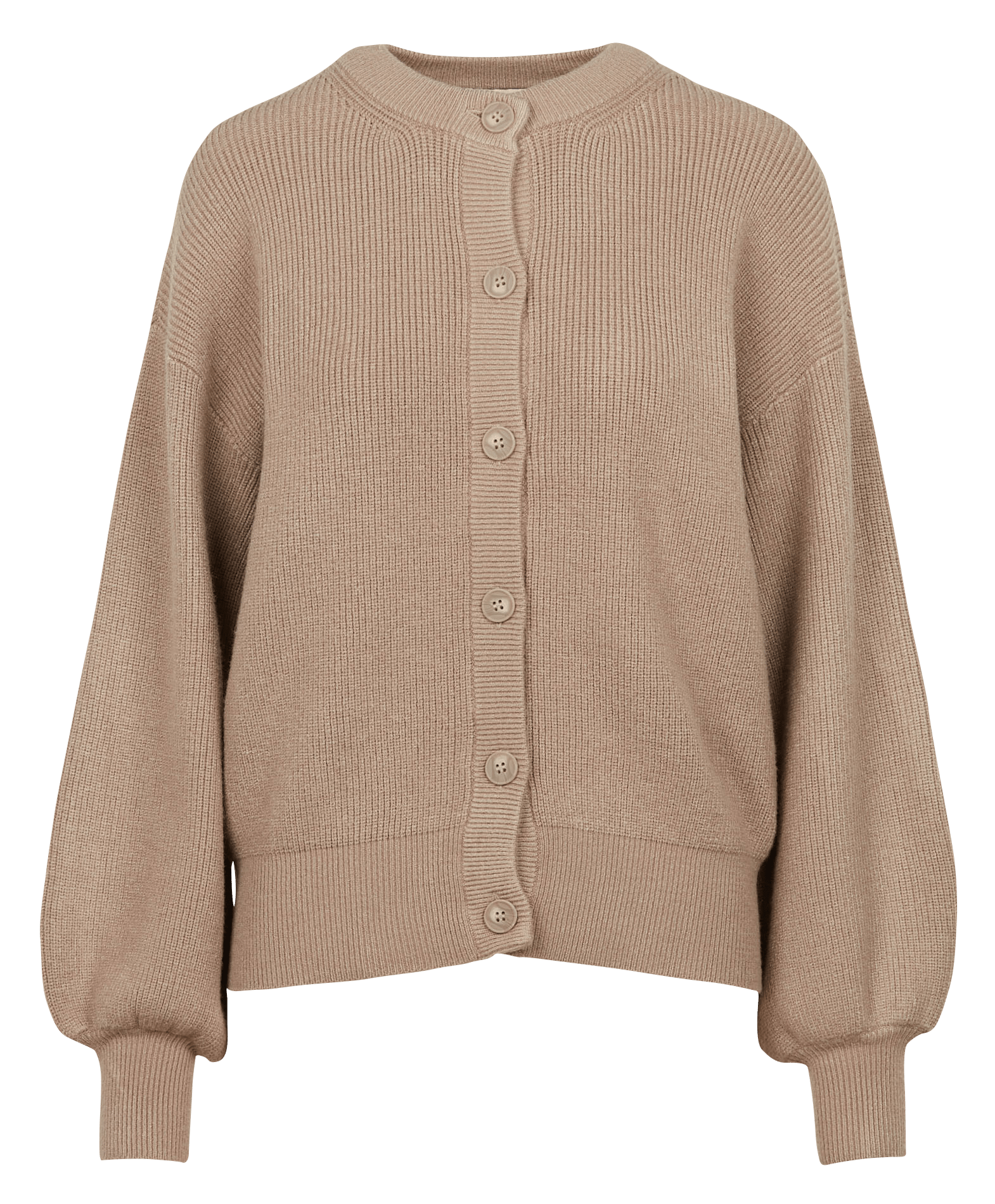 brown crew neck cardigan