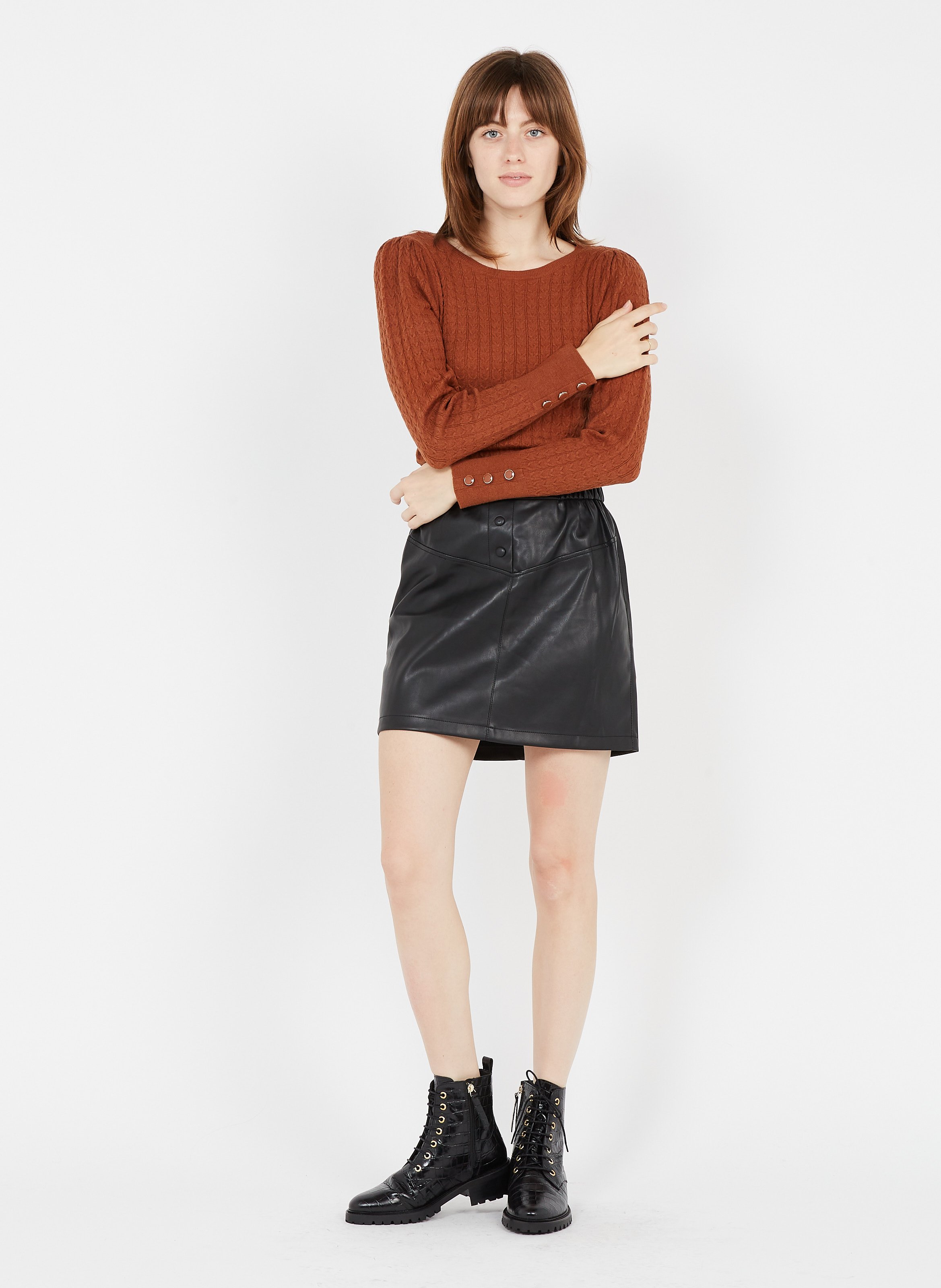 hot pink faux leather mini skirt