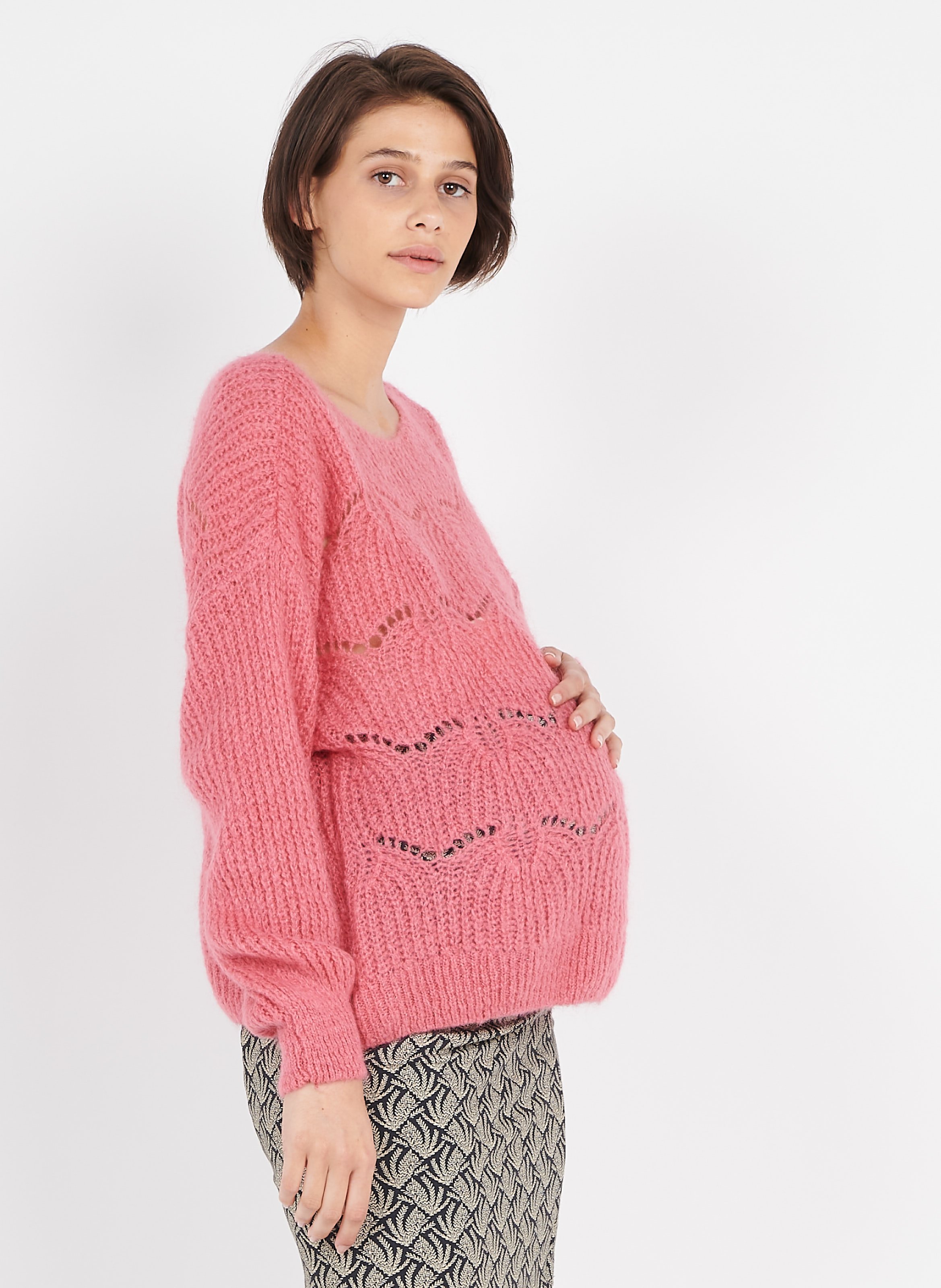 Pink maternity clearance sweater