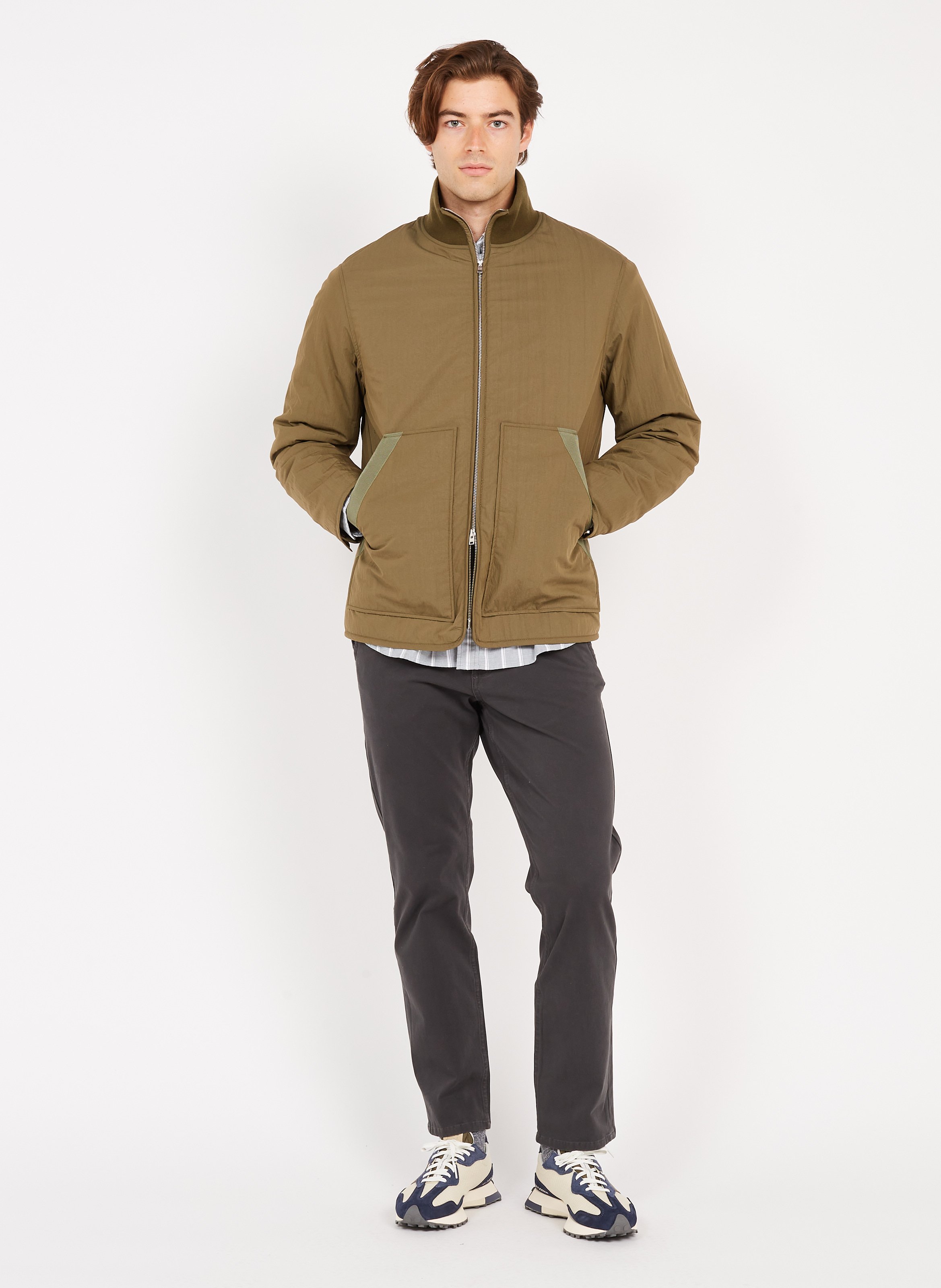 Highneck Cottonblend Coat Pine Green Closed Men Place des Tendances