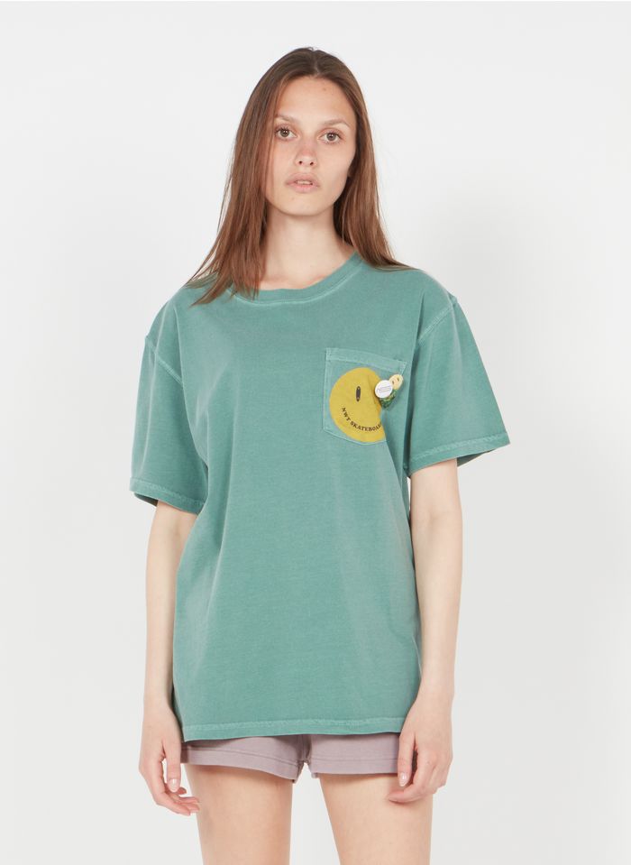 NEWTONE Green Loose-fit round-neck cotton T-shirt with screen print