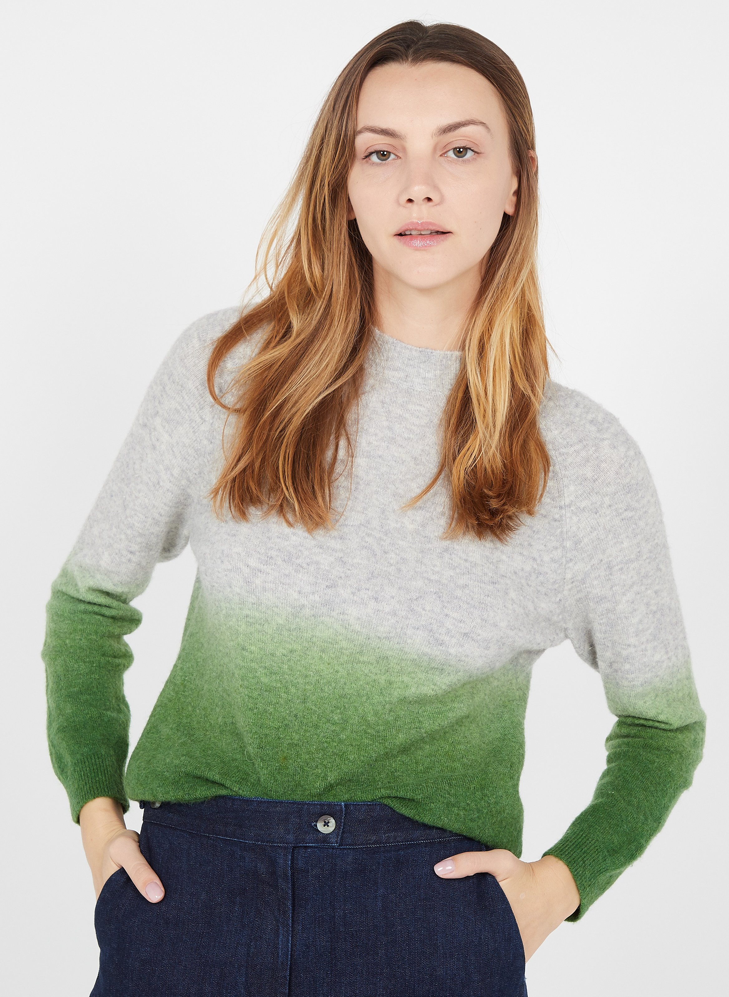 Round-neck Mixed-knit Tie-dye Sweater 