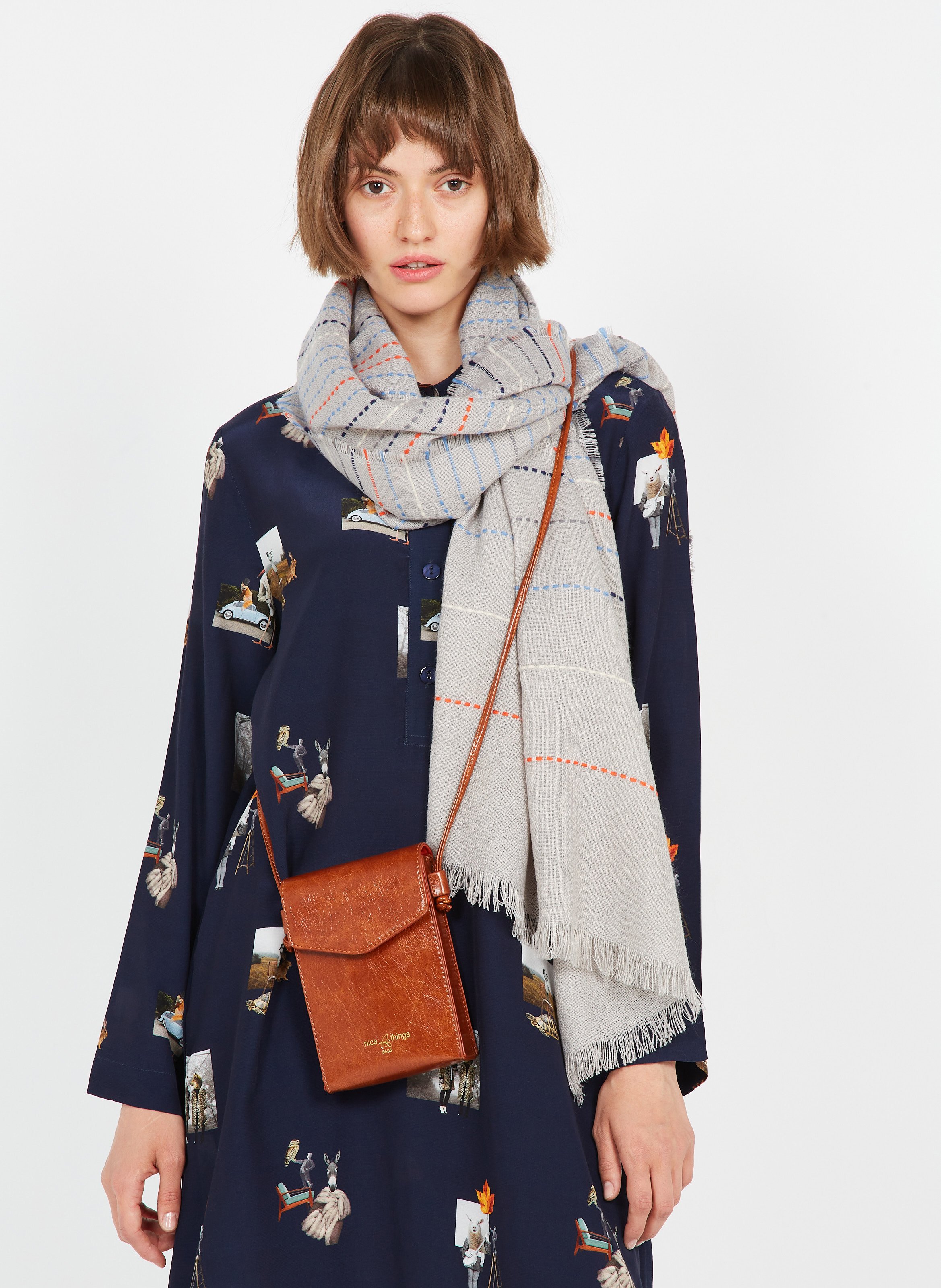 pink patterned scarf