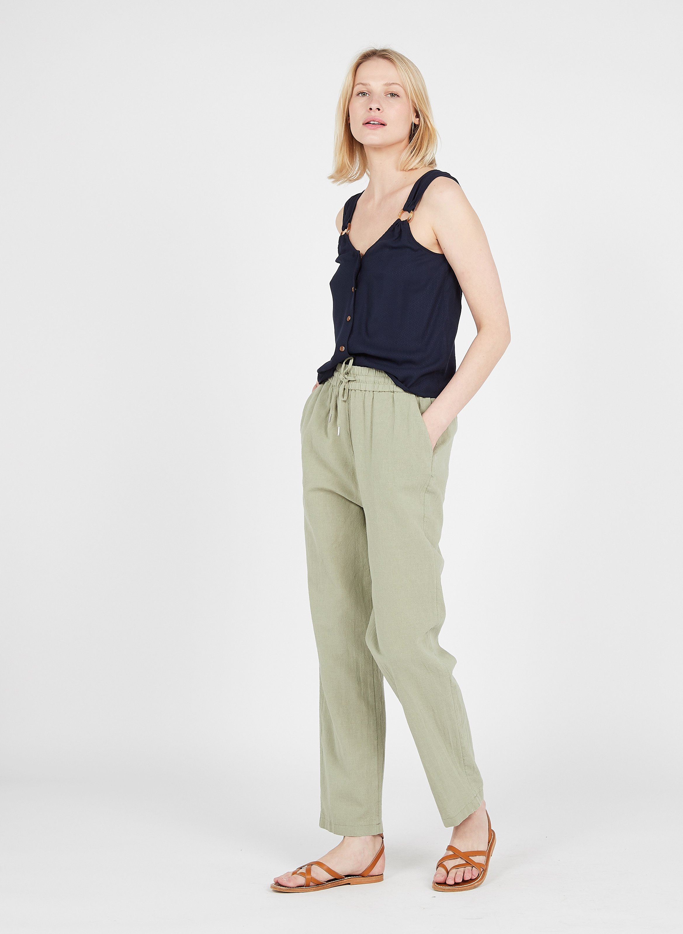 Sale Straight-leg Cotton-blend Pants 