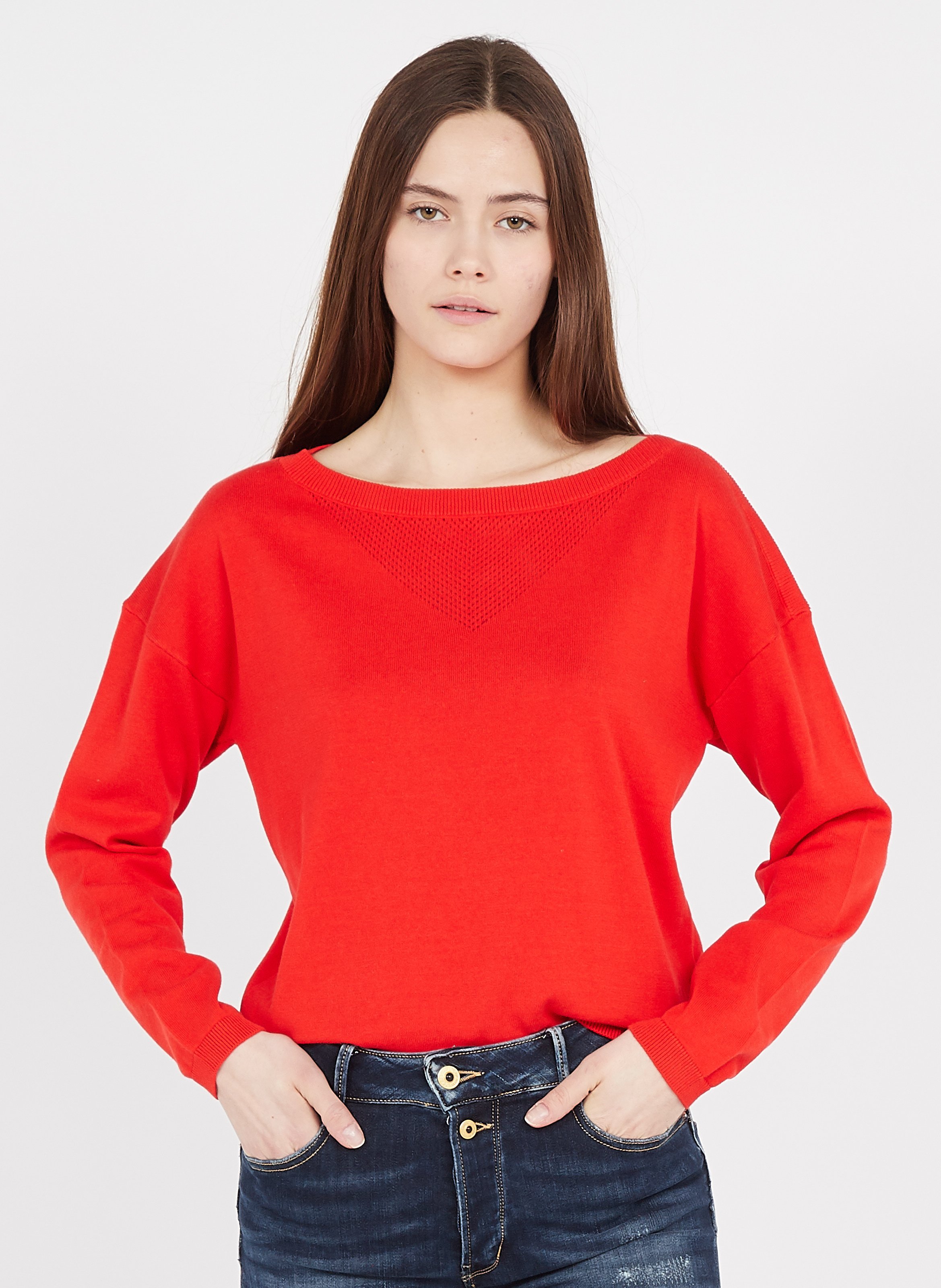 red cotton sweater women's