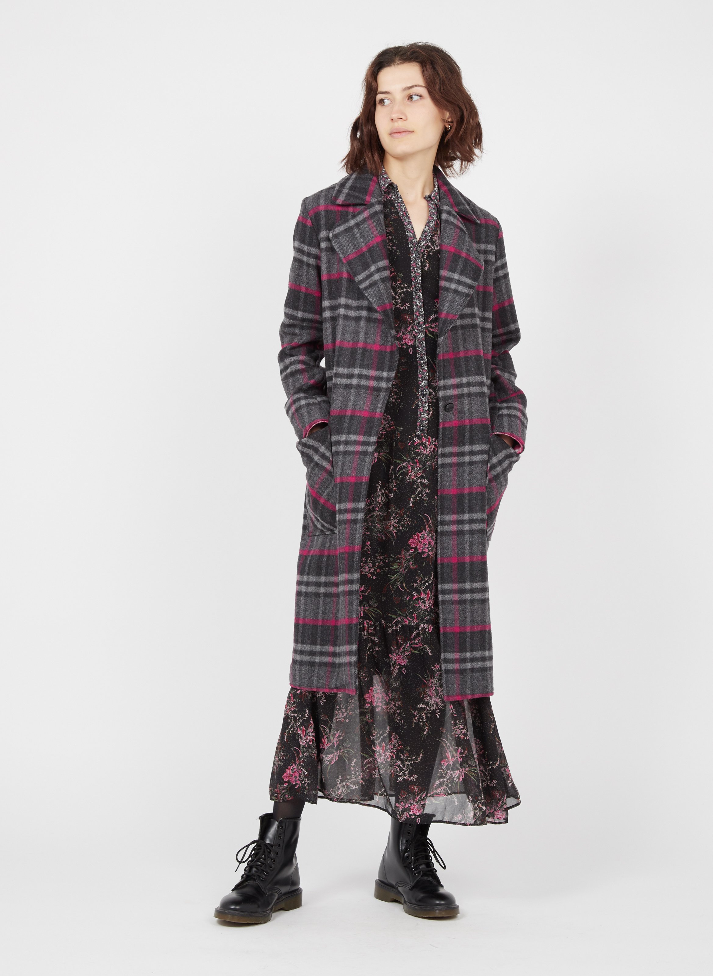 checked tailored coat