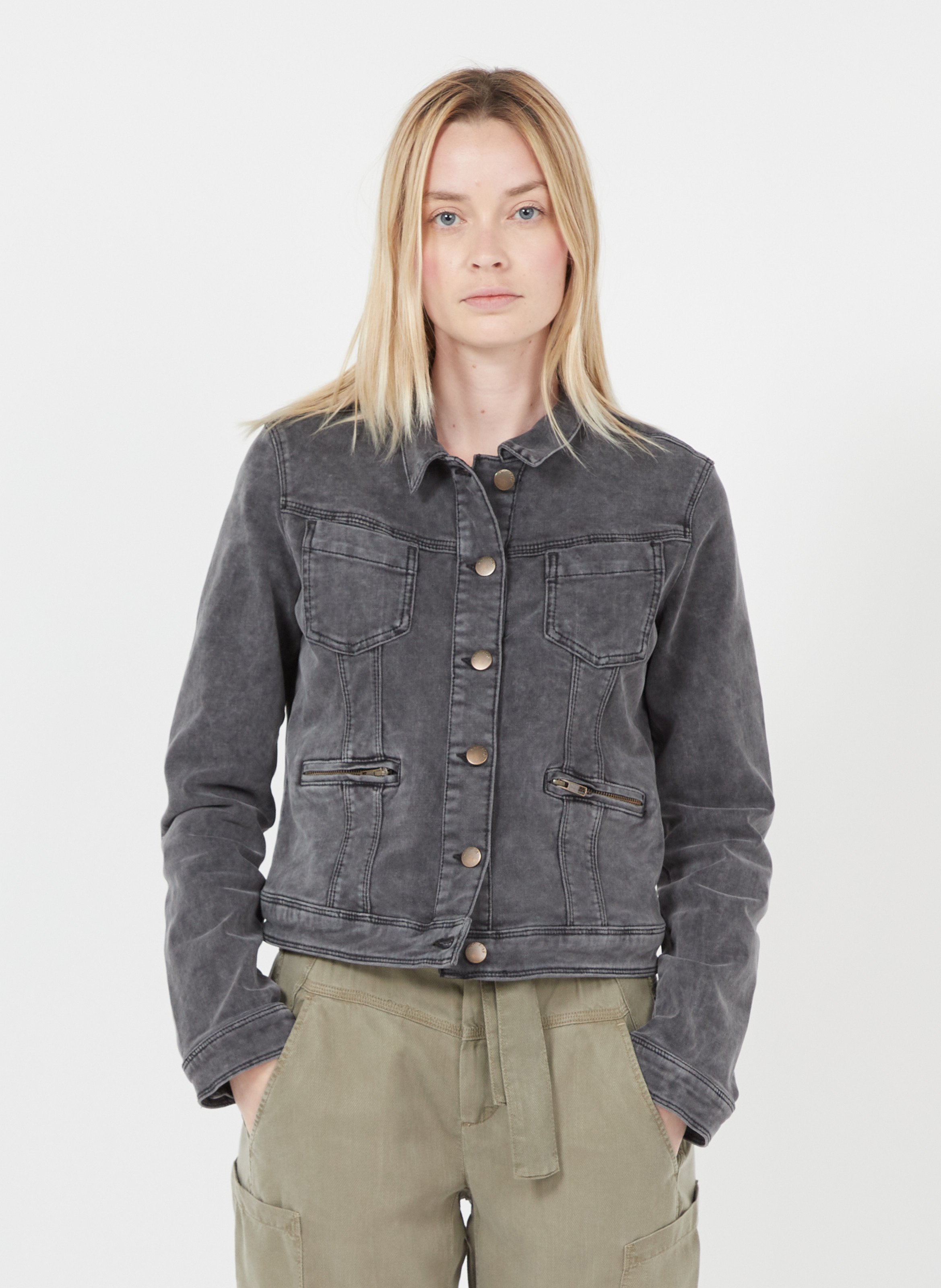 light gray jean jacket