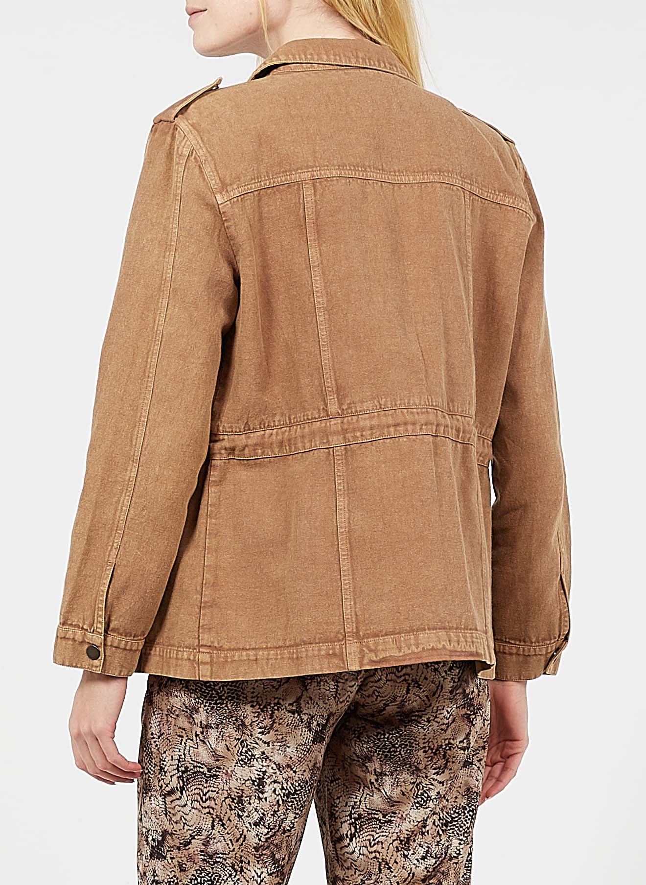Embroidered Cotton Utility Jacket Cognac One Step Women Place des