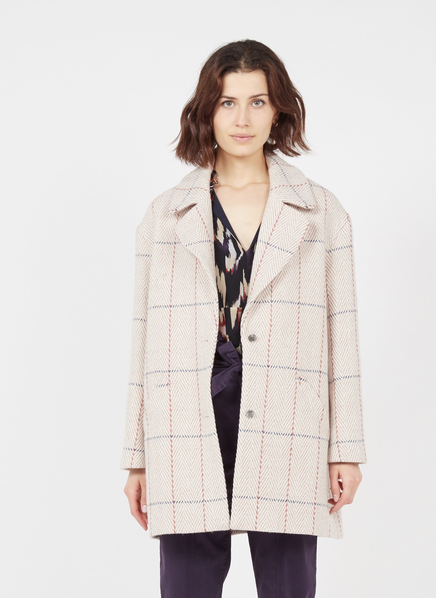 checked tailored coat