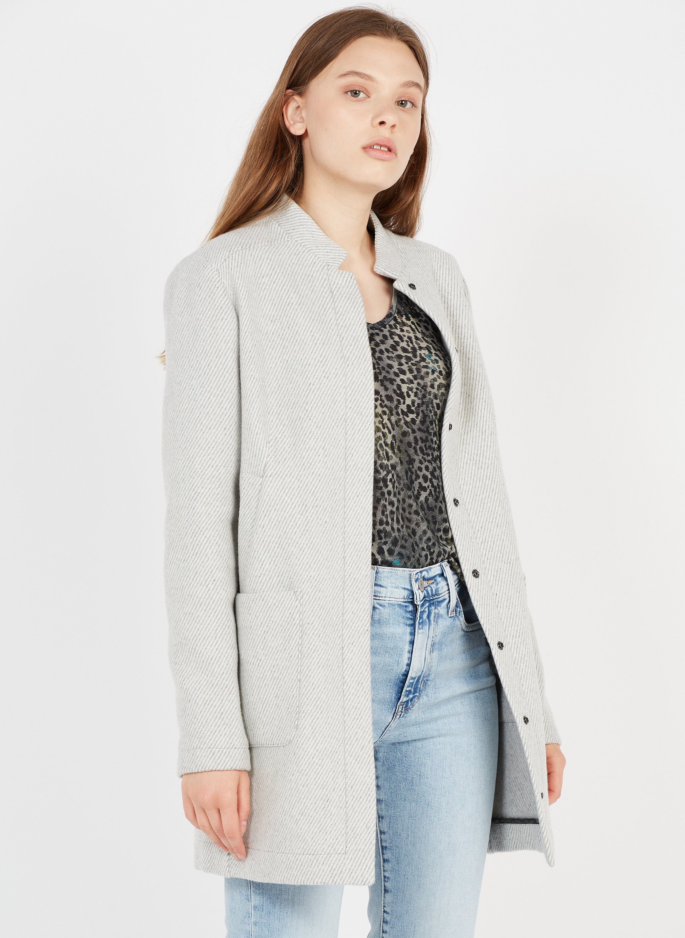 open front wool blend coat