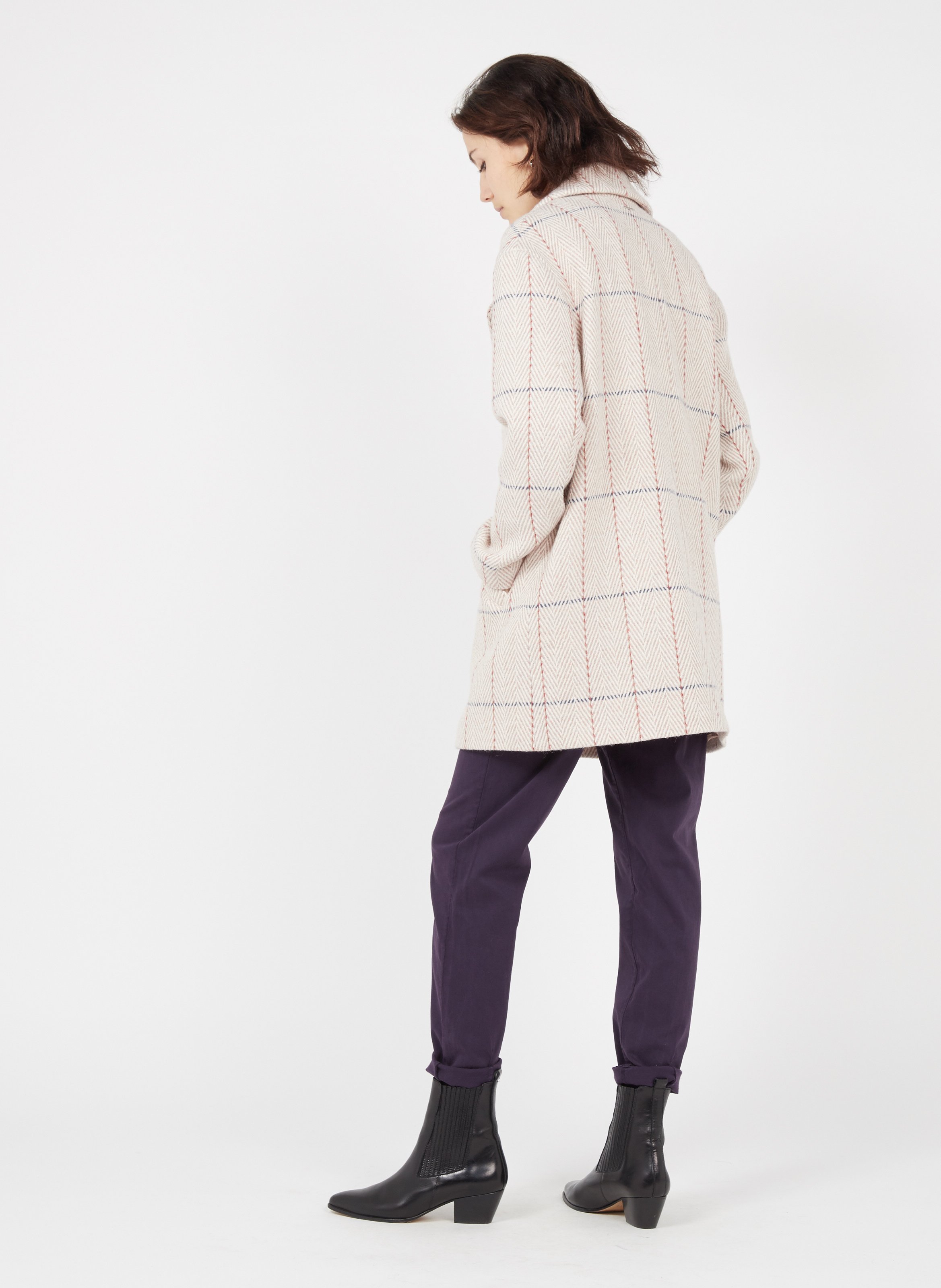 herringbone check coat