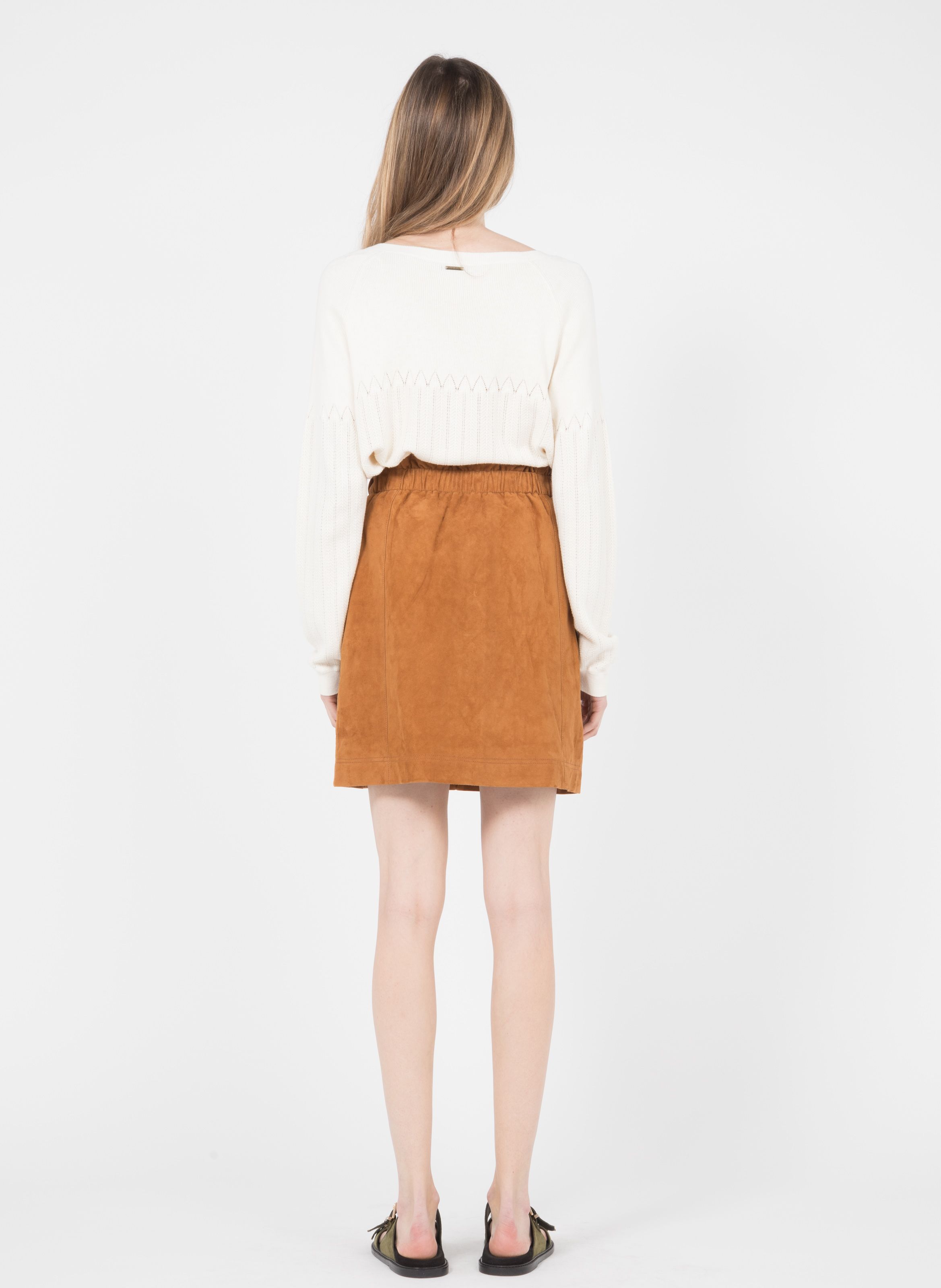 white suede leather skirt