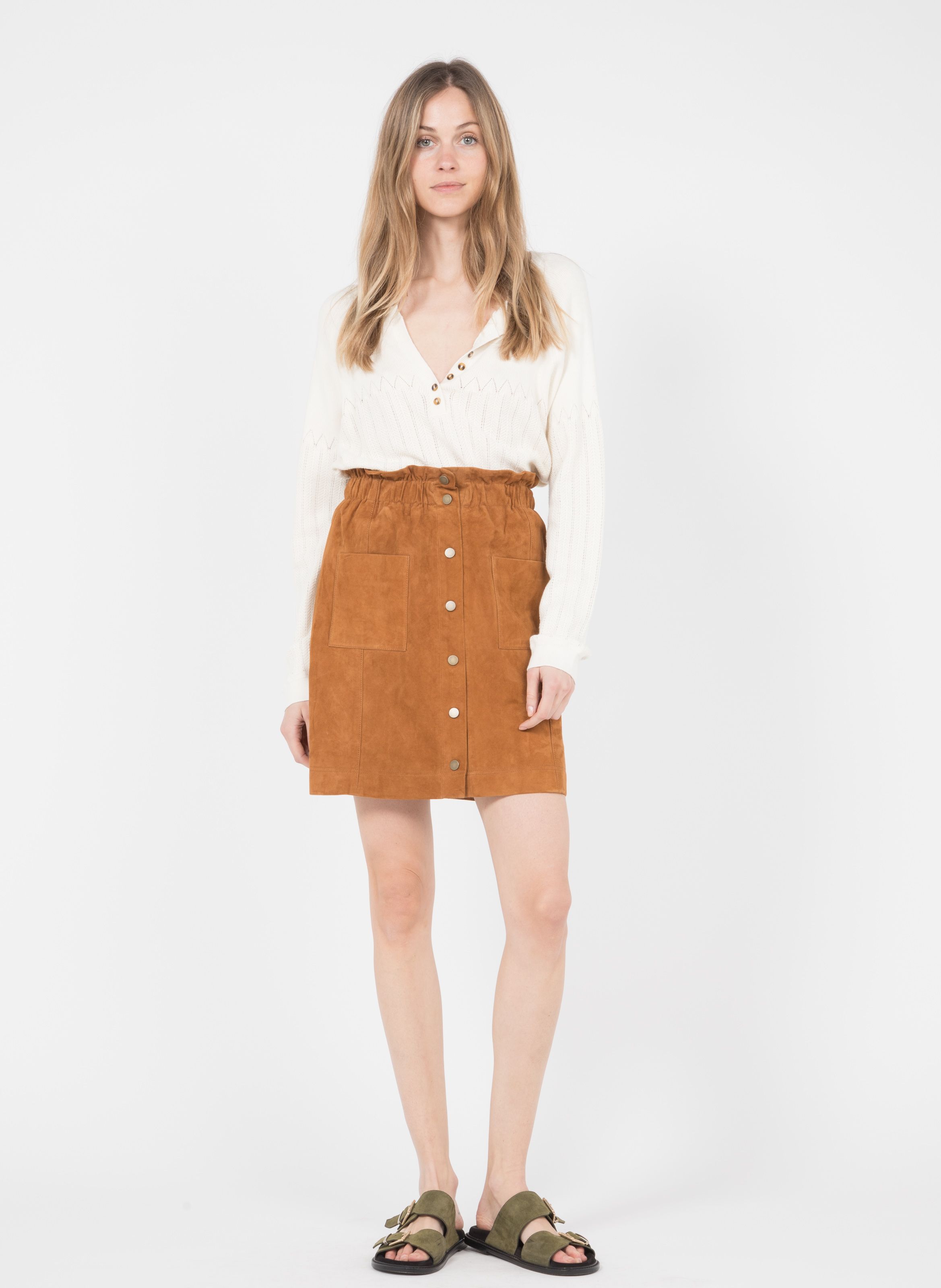 white suede leather skirt