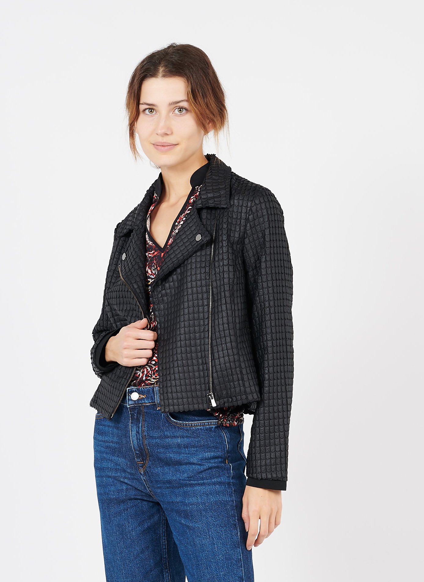 black textured jacket womens