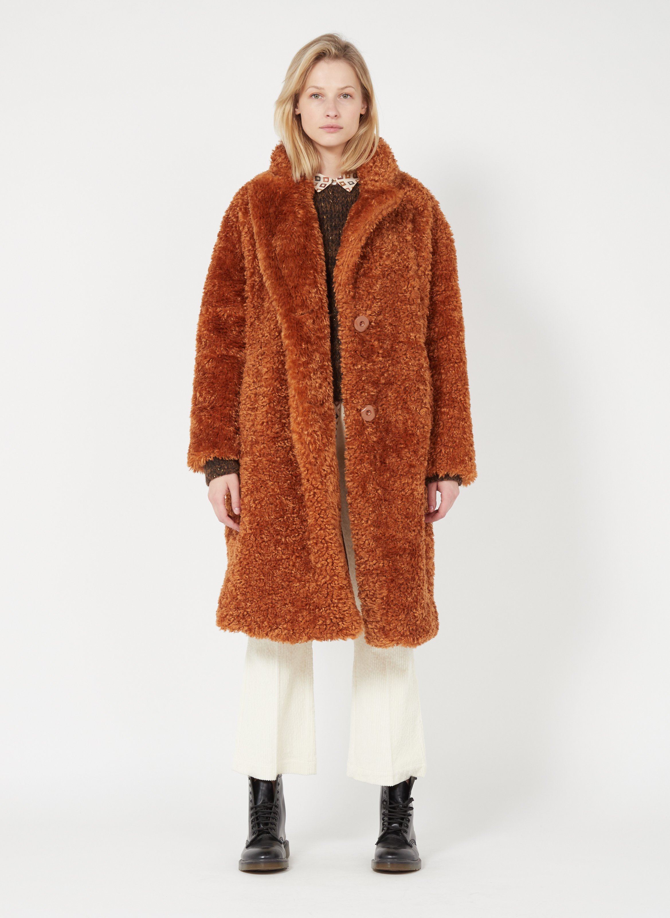 caramel fur coat
