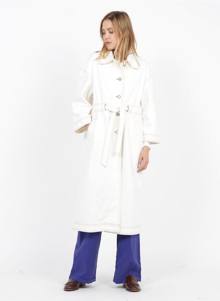 OOF White White cotton trench coat with classic collar