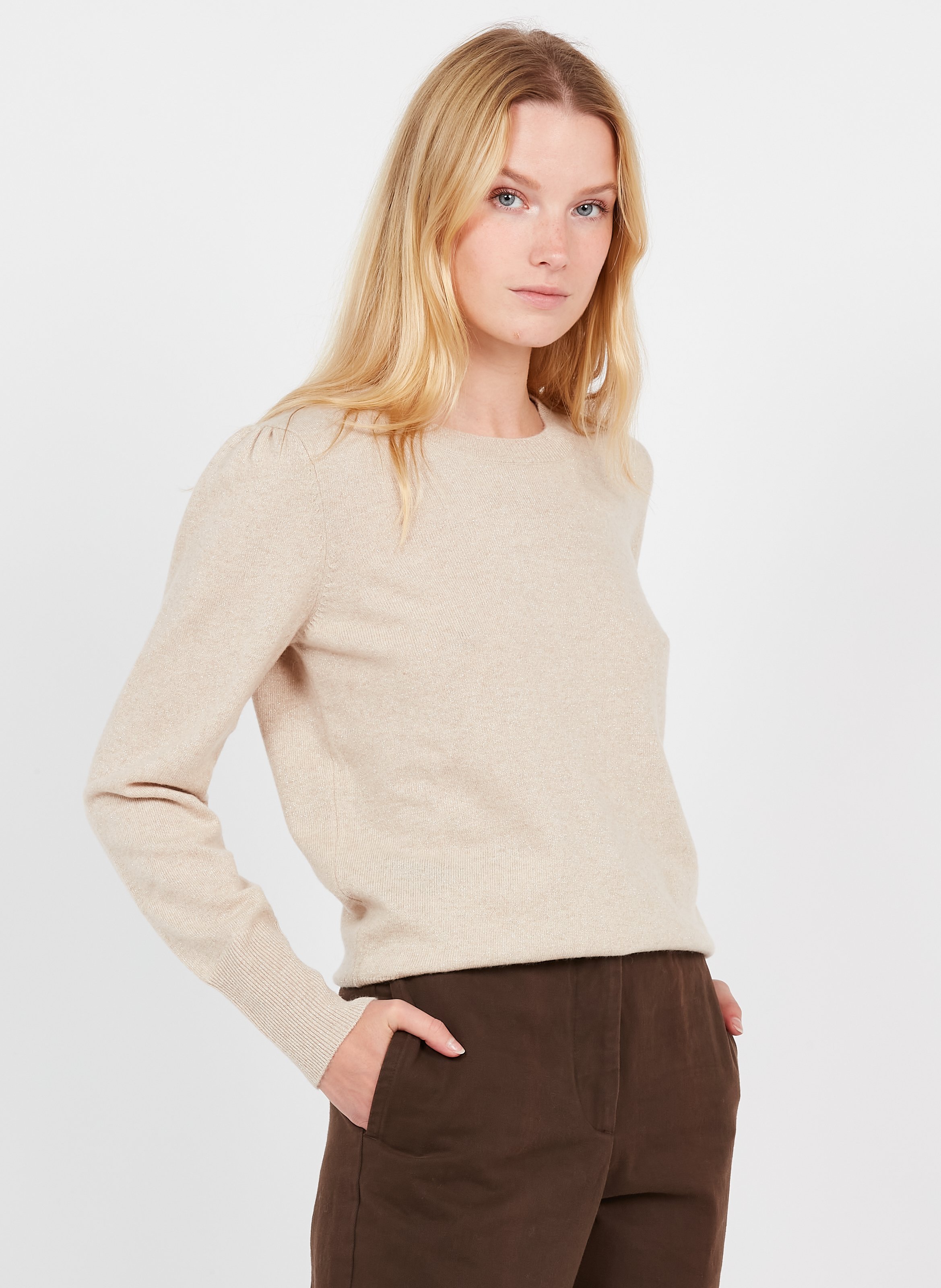 Fine-knit Glitter Sweater Beige Pablo 