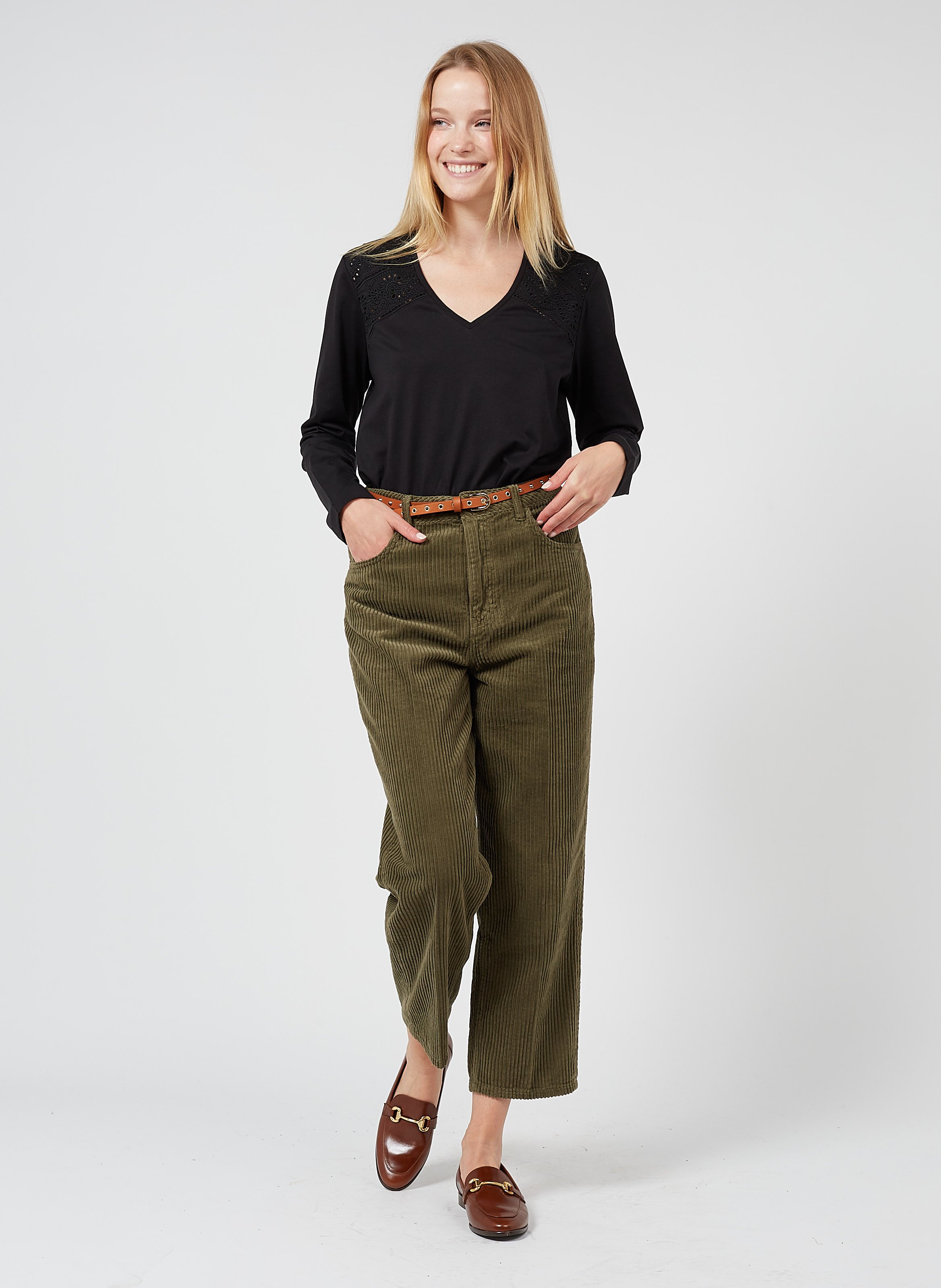 corduroy wide leg cropped pants