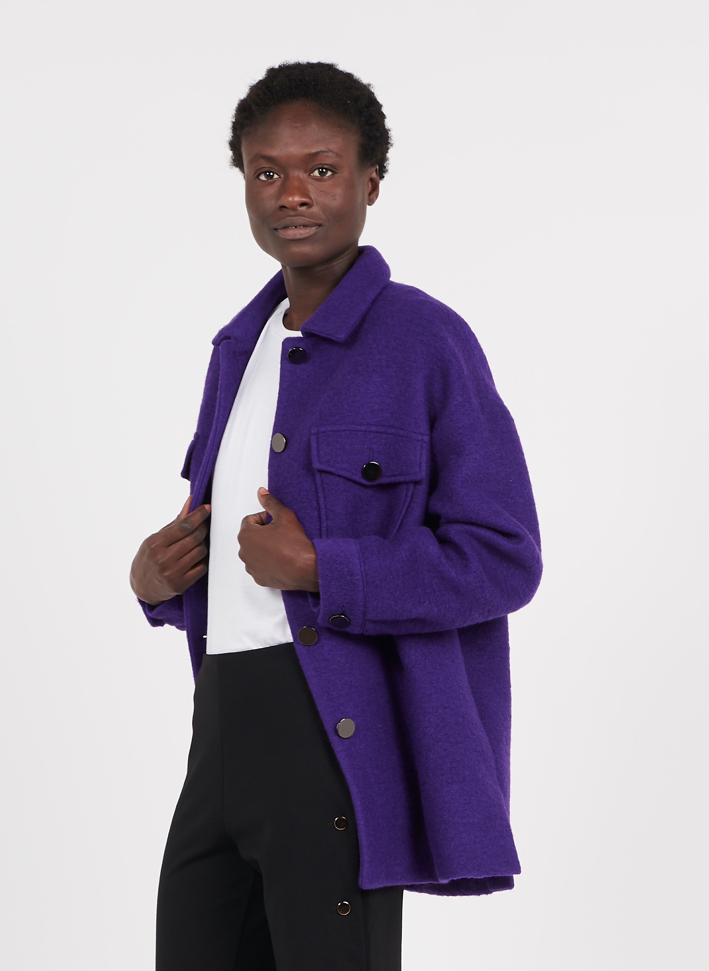 wool purple coat