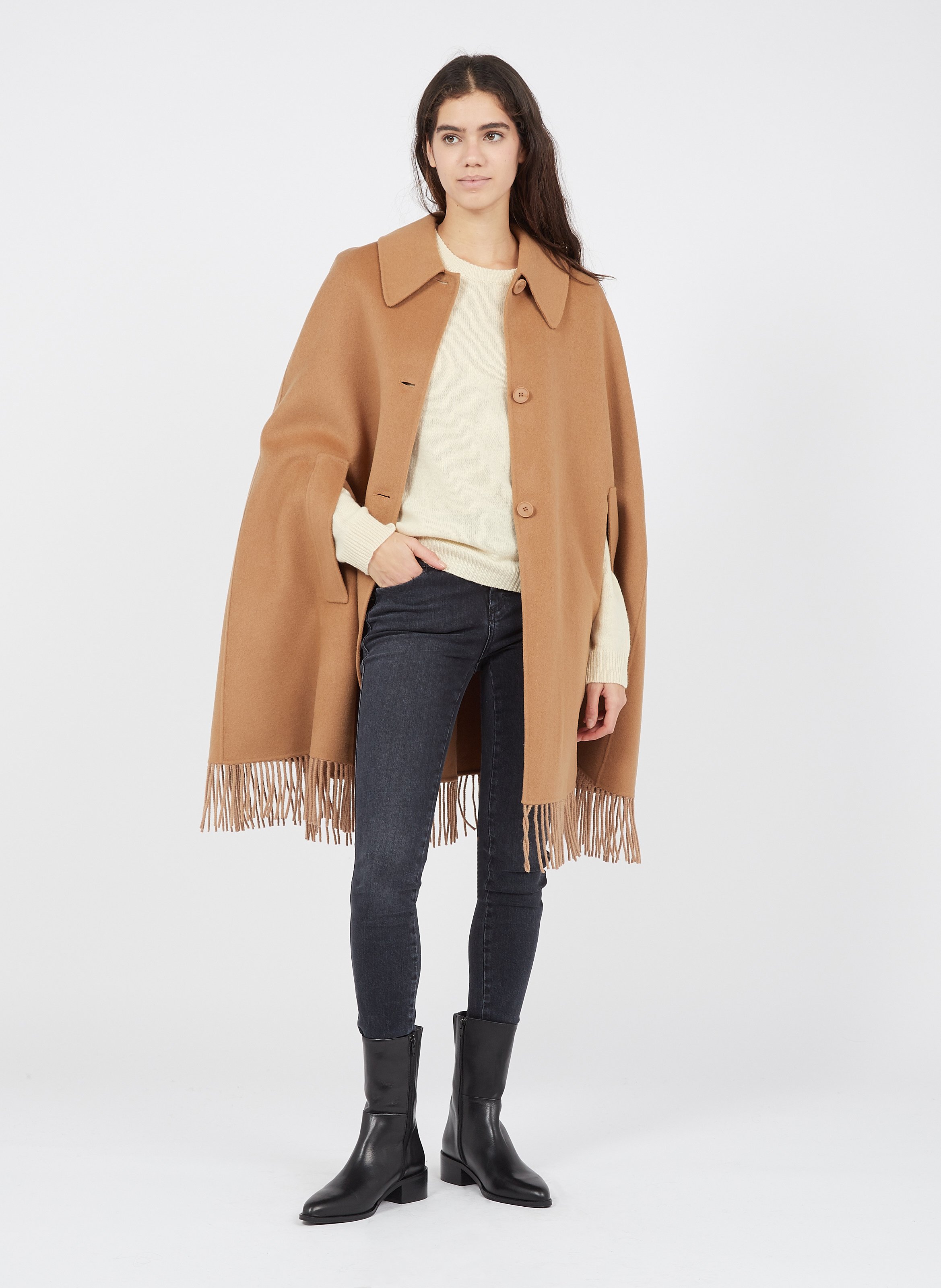 camel wool cape