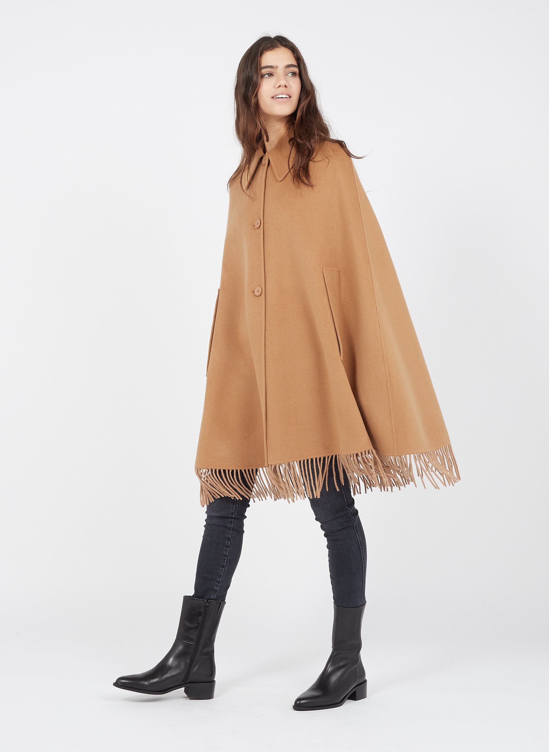 camel wool cape