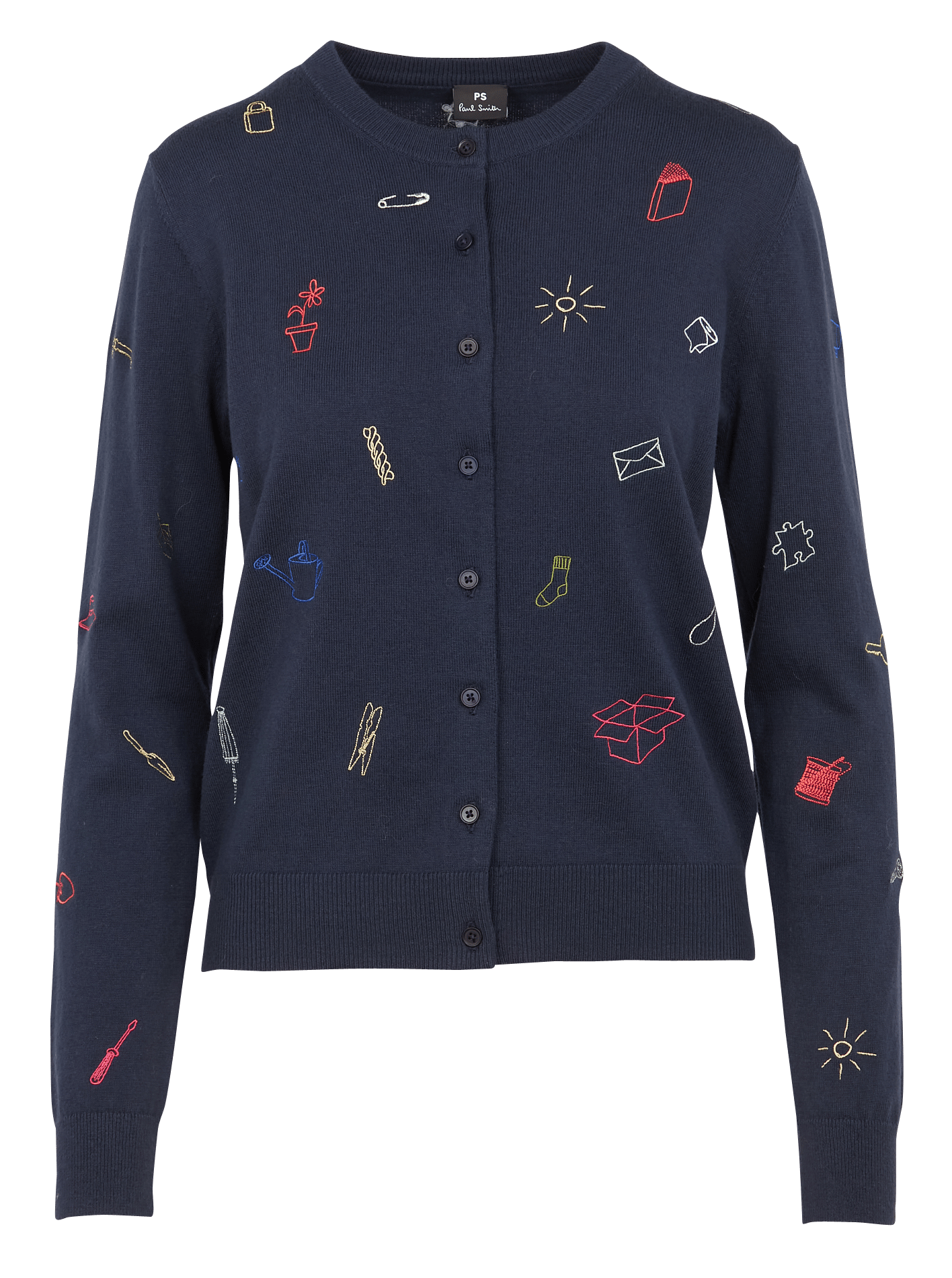 blue embroidered cardigan