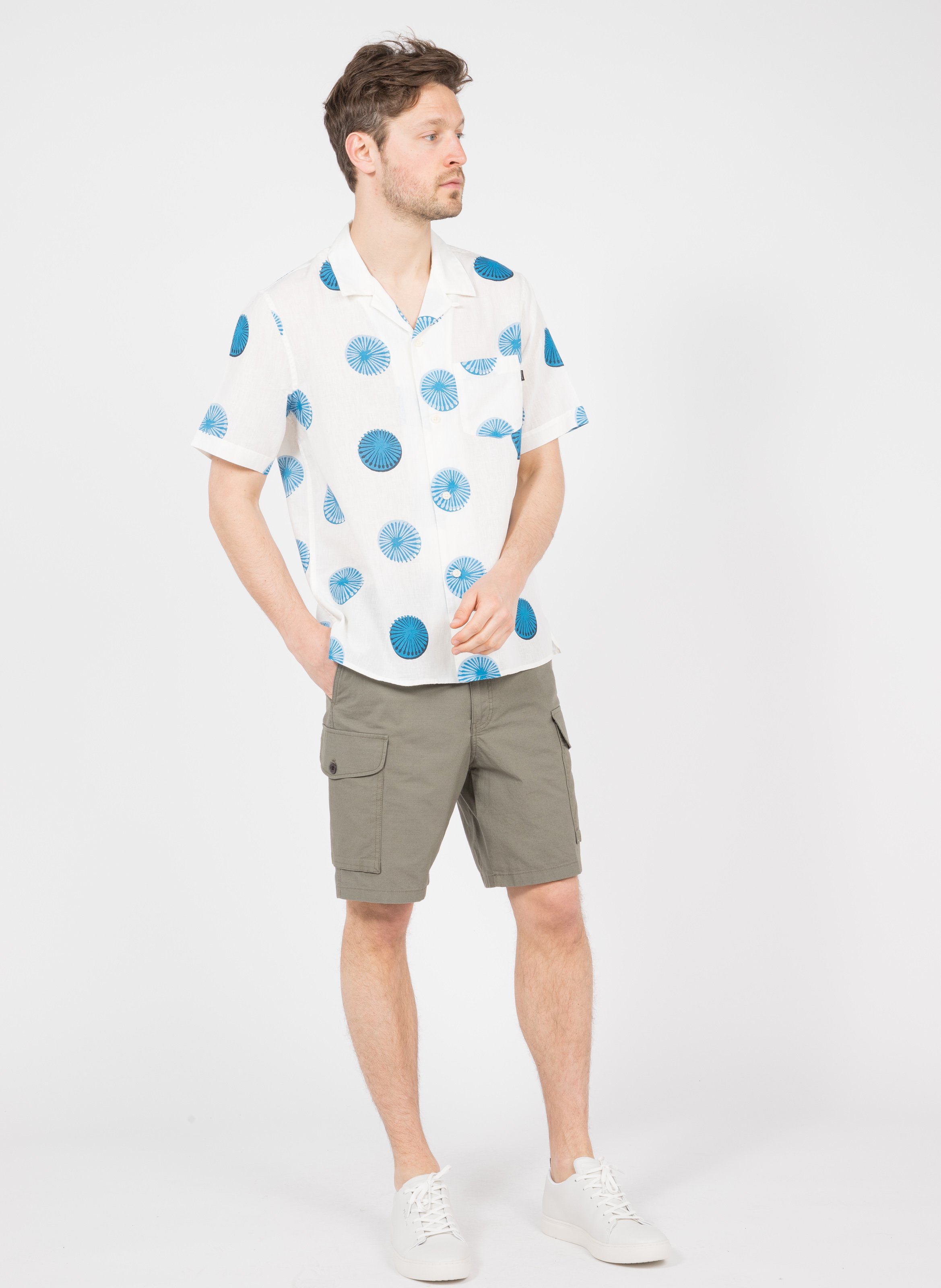 Sale Patterned Cotton And Linen Shirt 