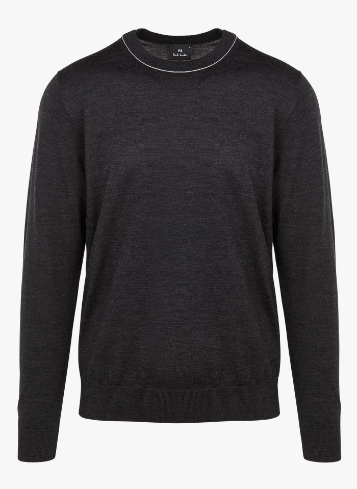 PAUL SMITH Black Regular-fit merino wool sweater with round neck