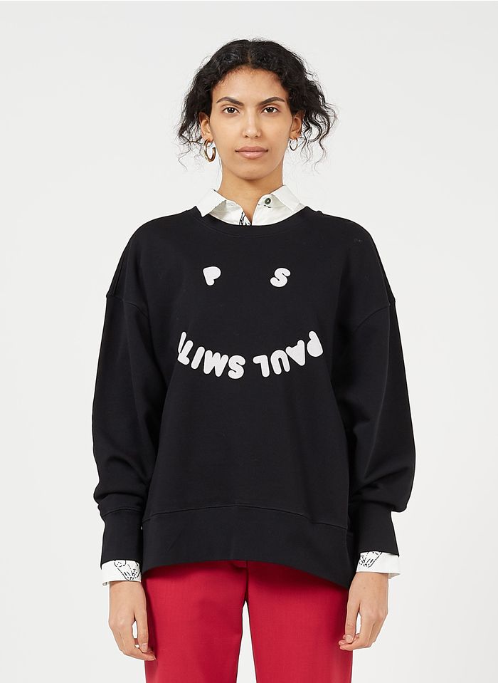 PAUL SMITH Black Regular-fit round-neck cotton sweatshirt with screen print