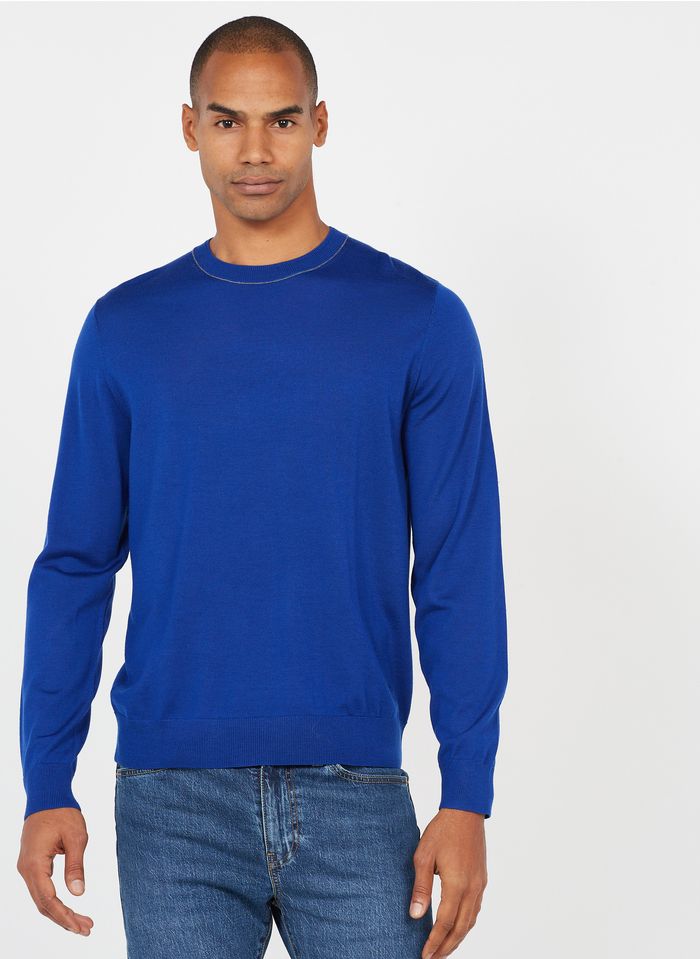 PAUL SMITH Blue Regular-fit round-neck wool sweater