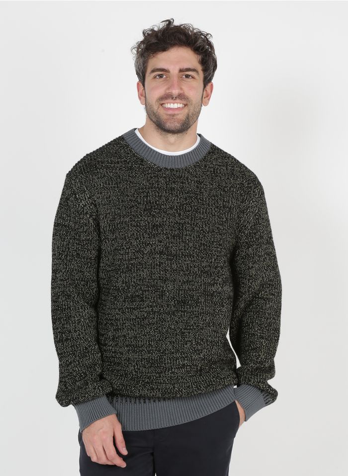 PAUL SMITH Black Round-neck wool-blend long sweater