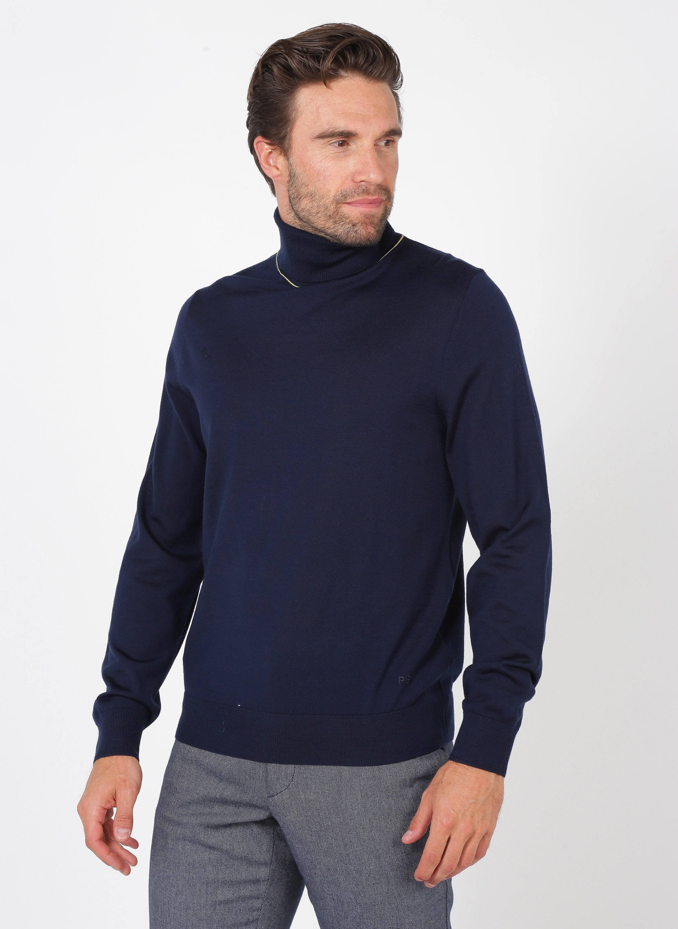 blue turtle neck men