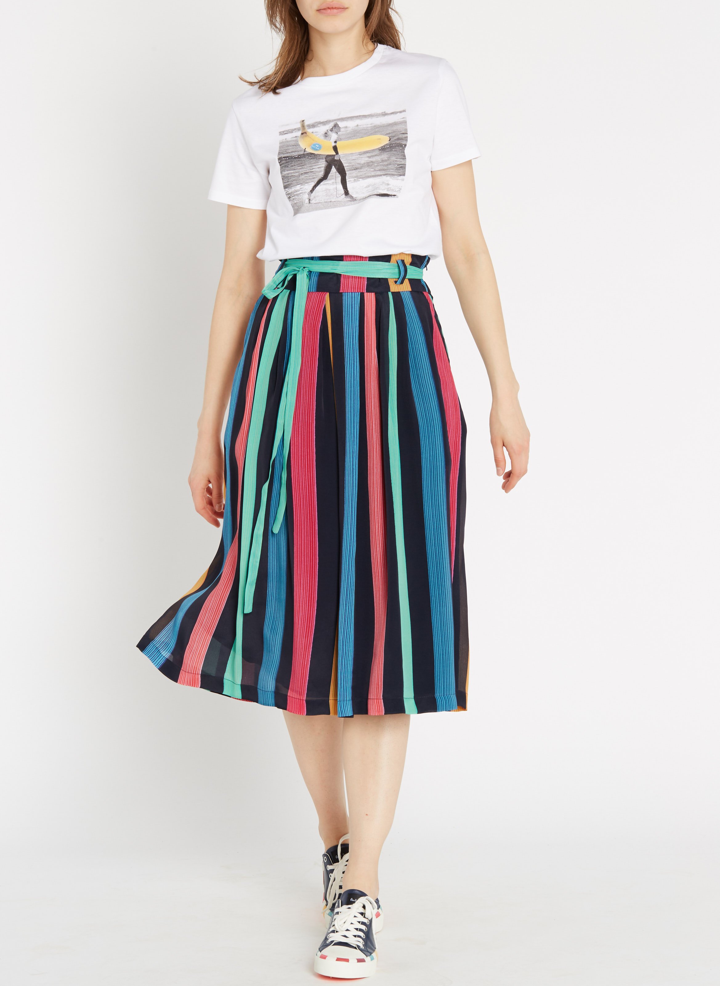 striped midi skirt