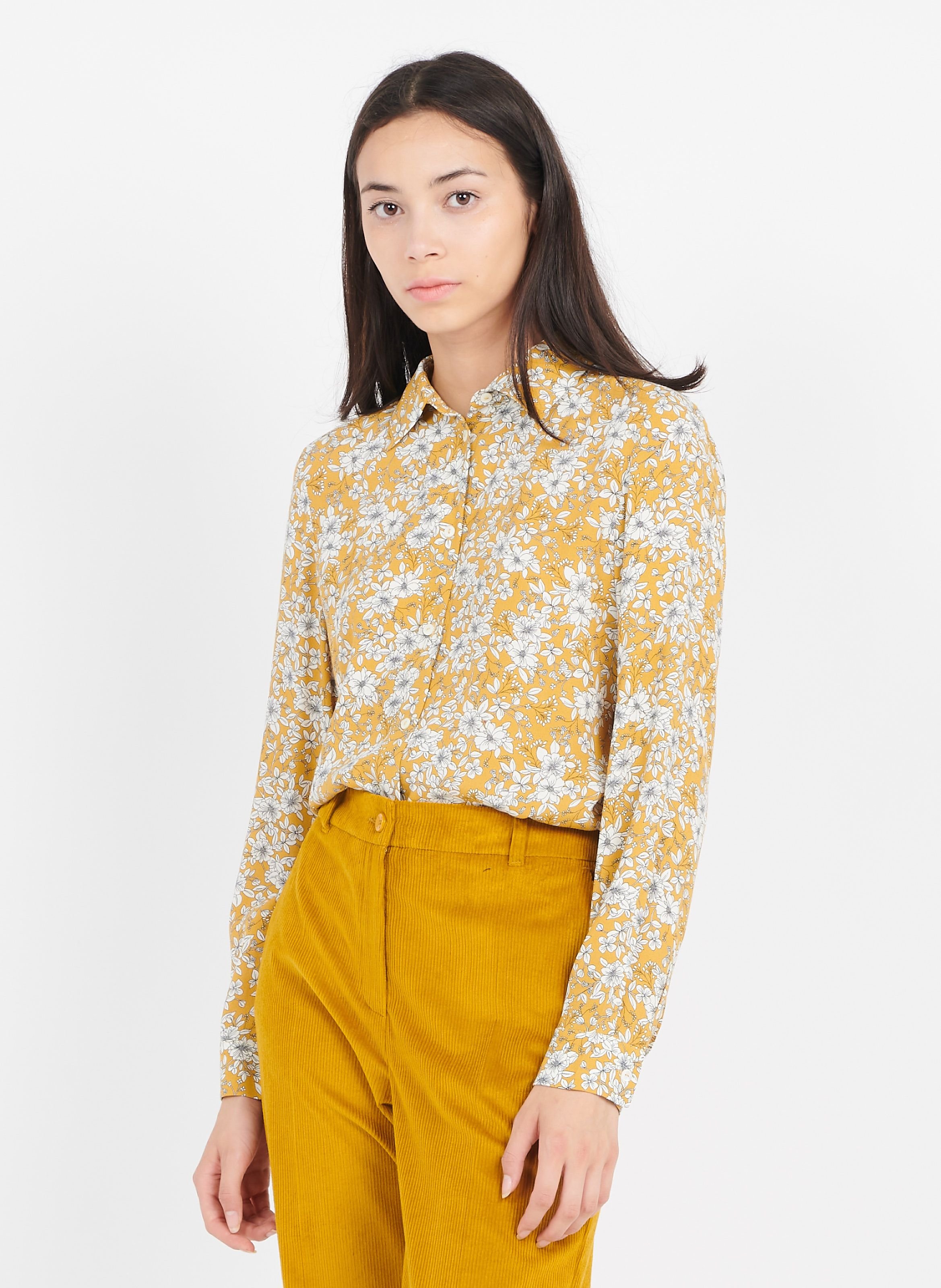 Floral cheap yellow blouse