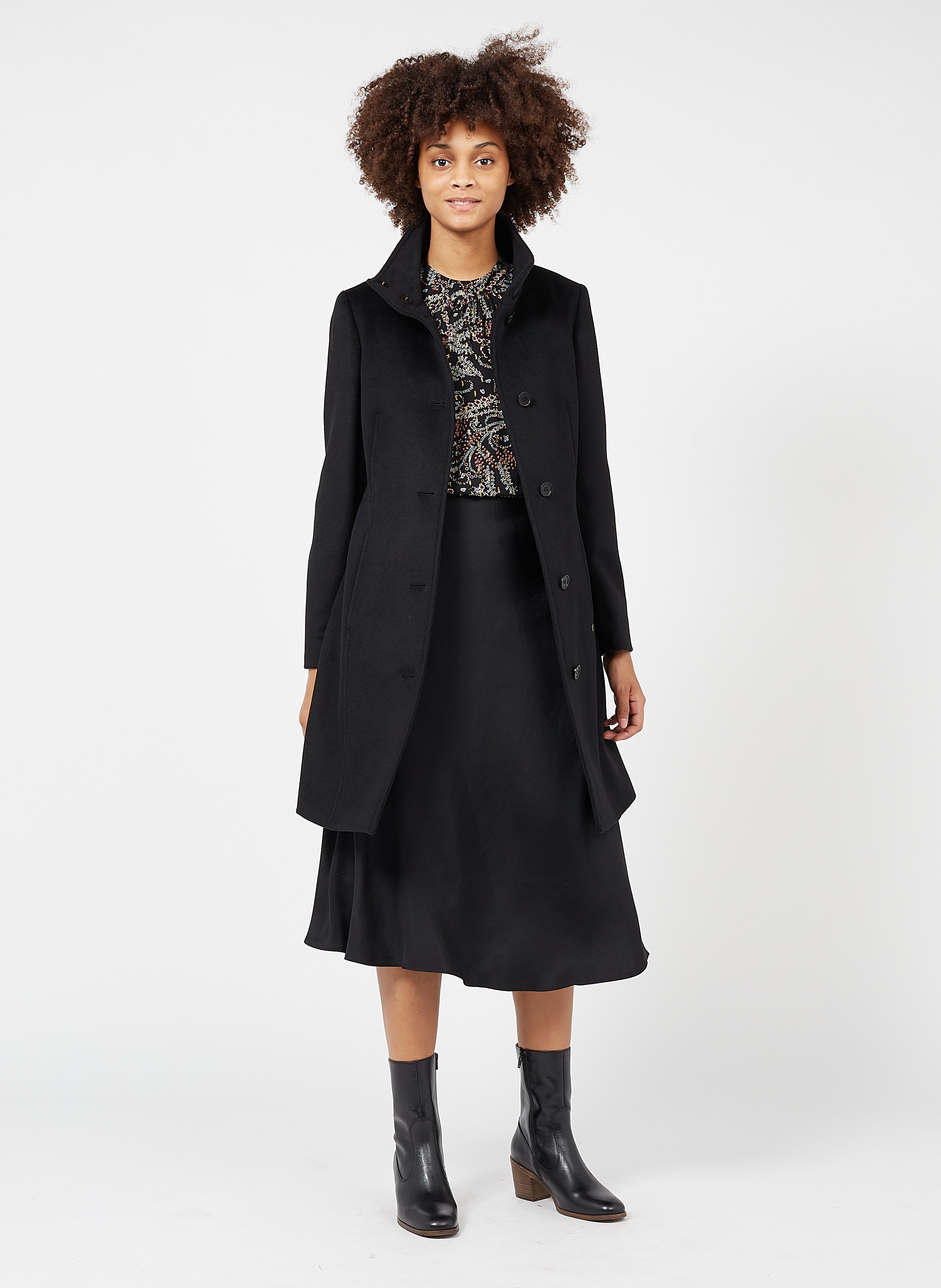 high neck wool coat