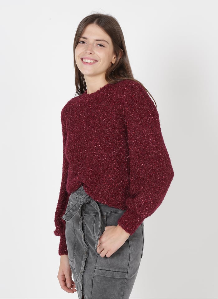 Round Neck Sweater With Puff Sleeves Burgundy Pennyblack Women Place Des Tendances Round Neck Sweater With Puff Sleeves Burgundy Pennyblack Women Place Des Tendances