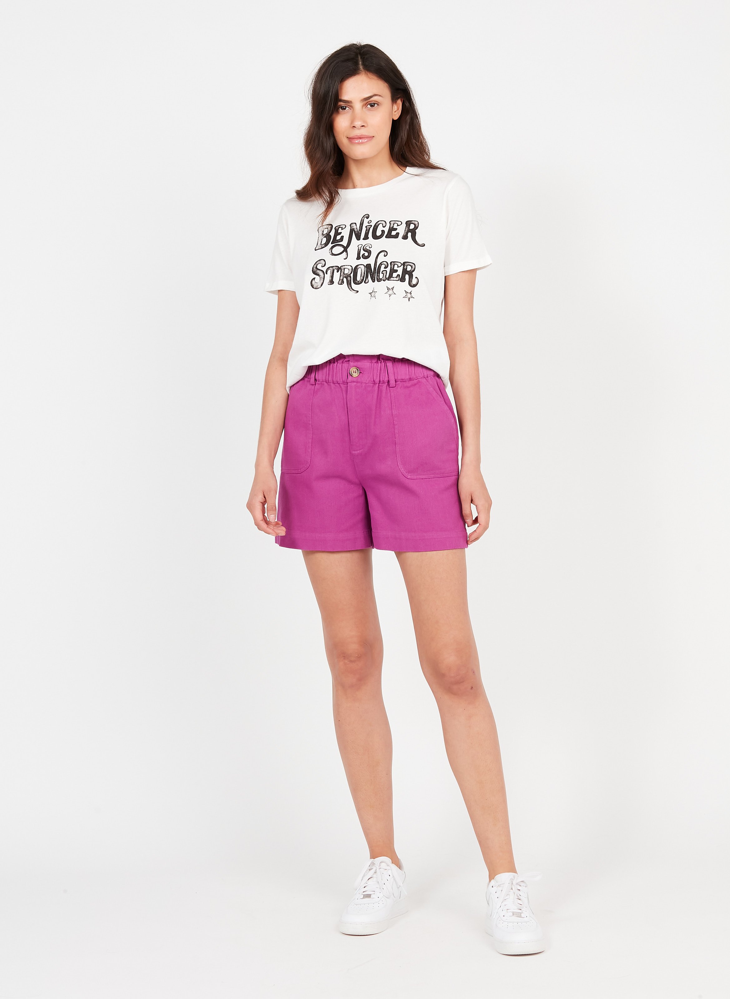 Sale Straight-cut Cotton Shorts Purple 