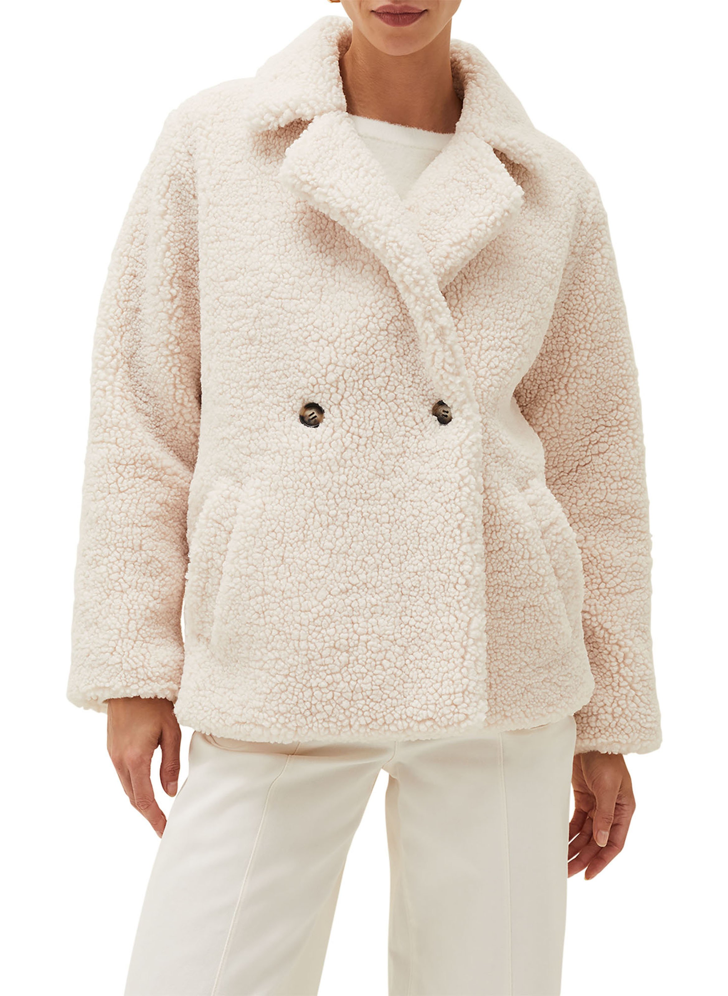 tailored coat with fur collar