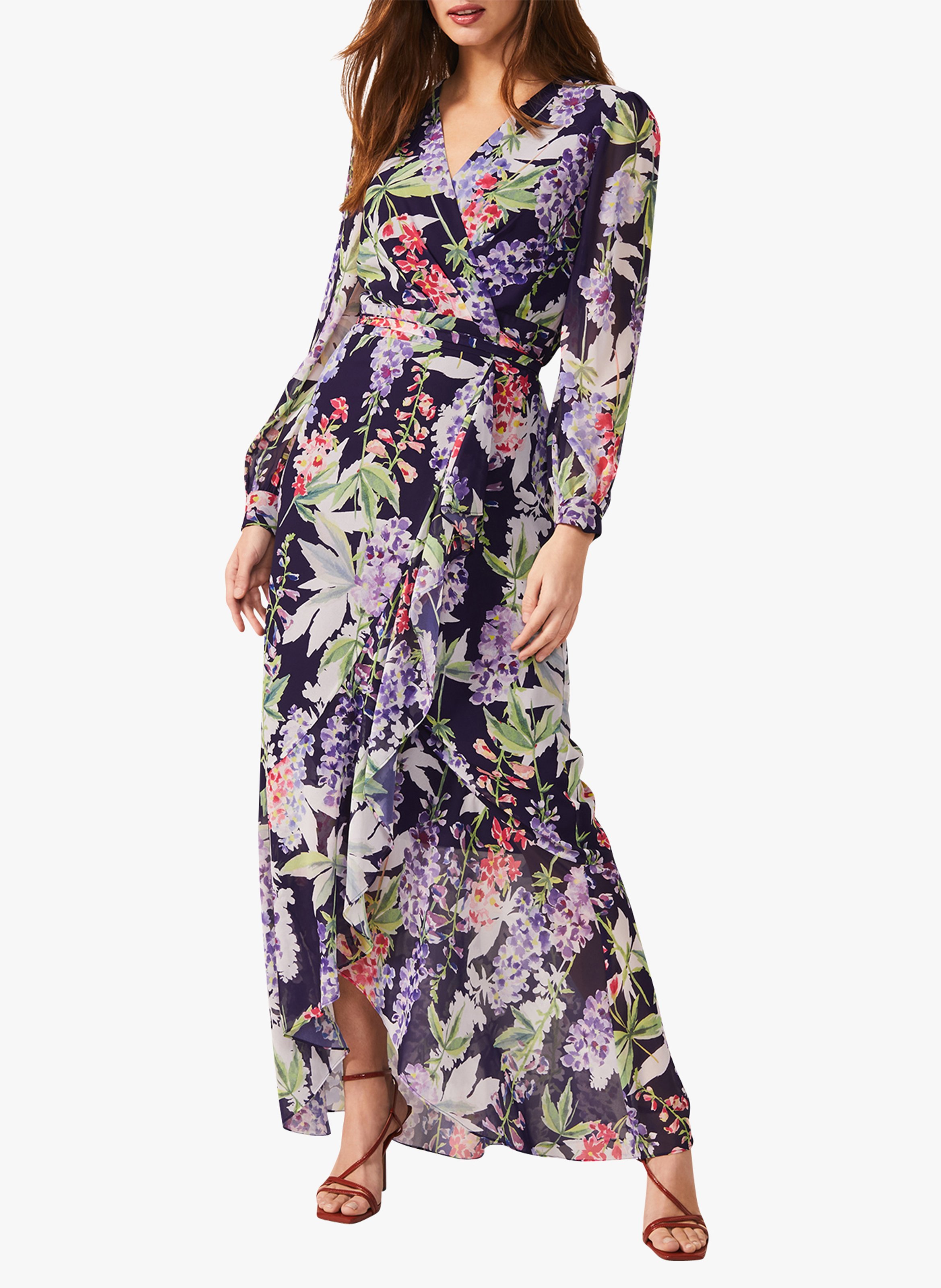 floral print midi wrap dress
