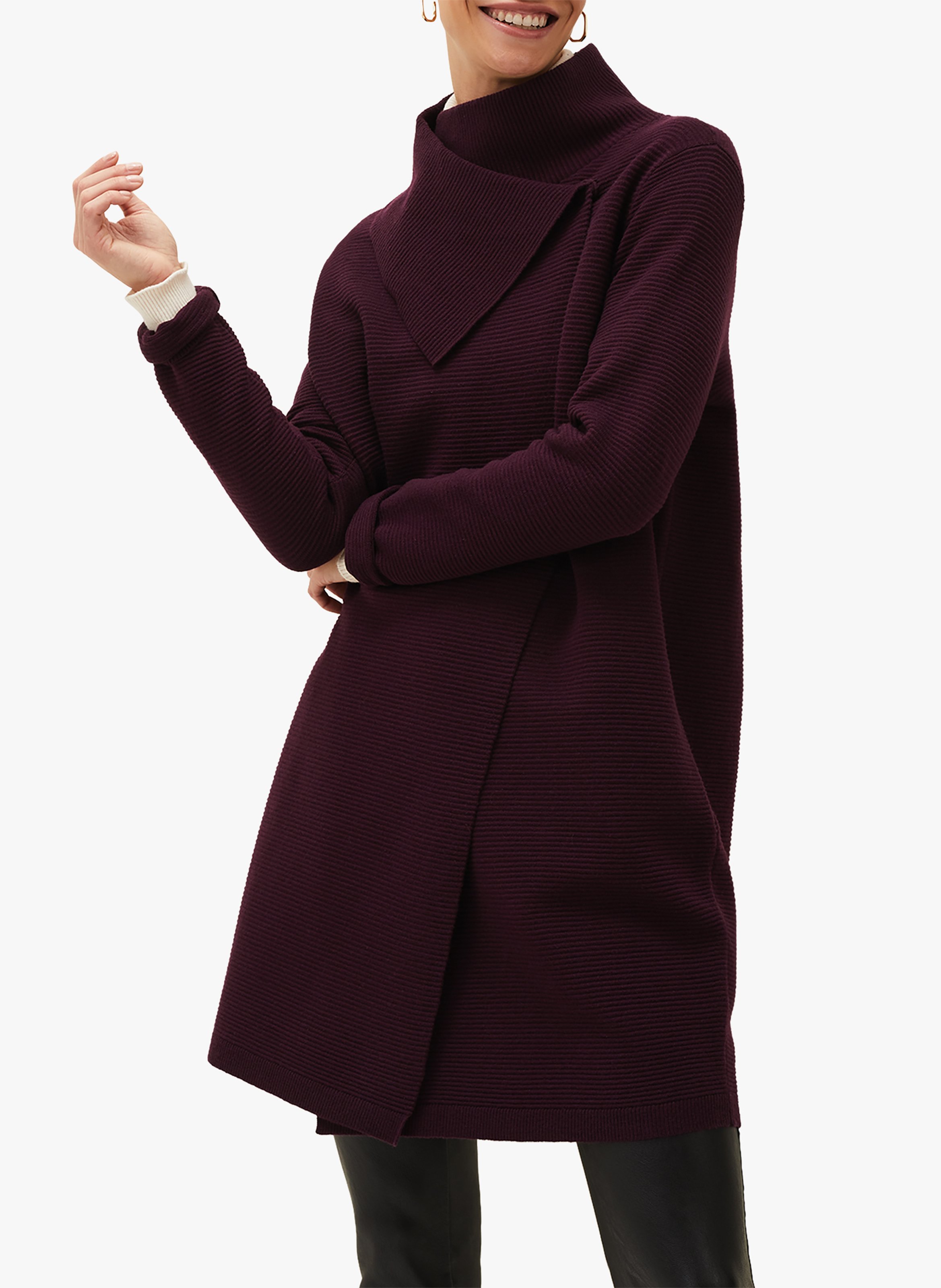 cowl neck wool coat