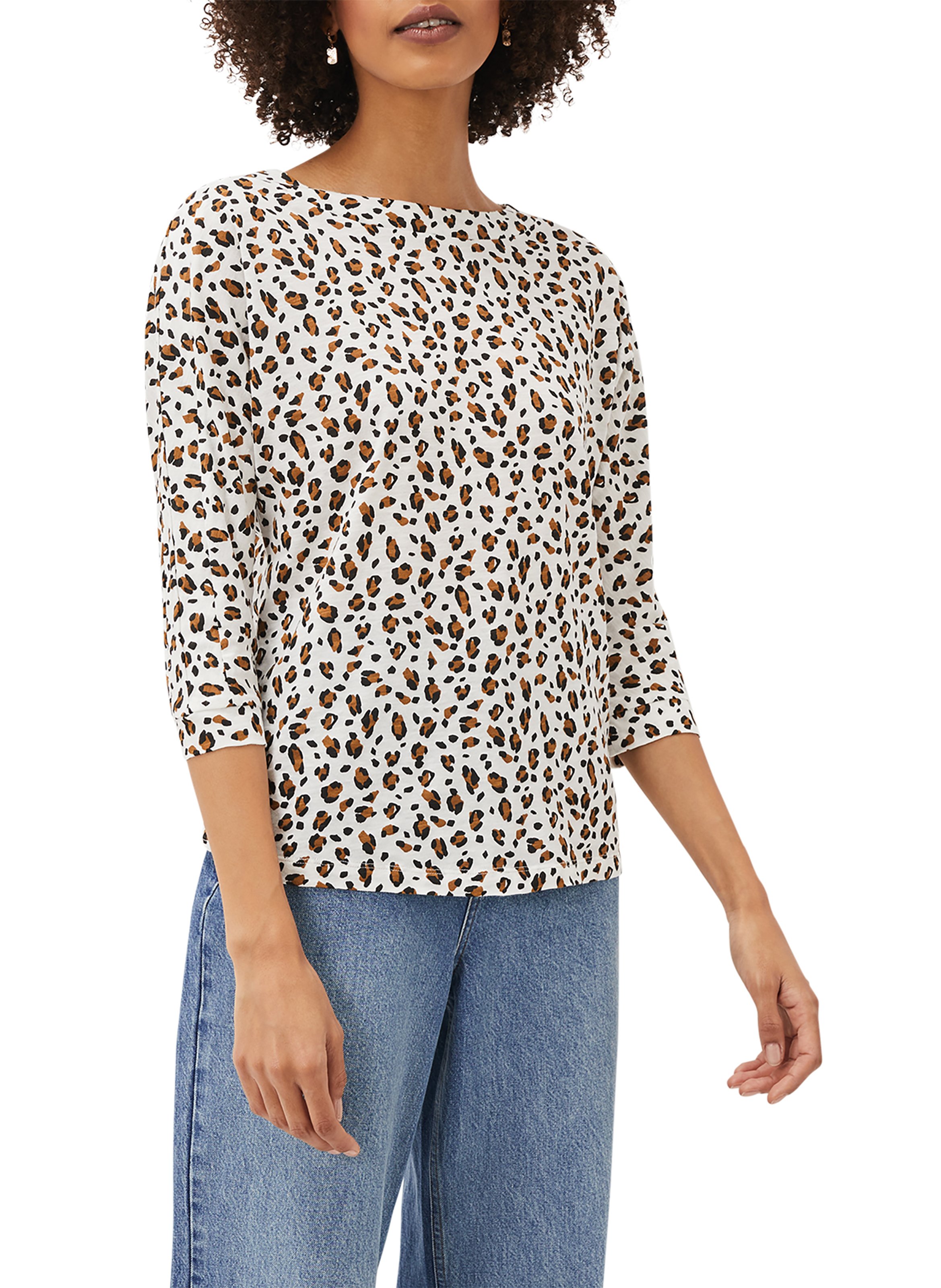 leopard round neck shirts & tops