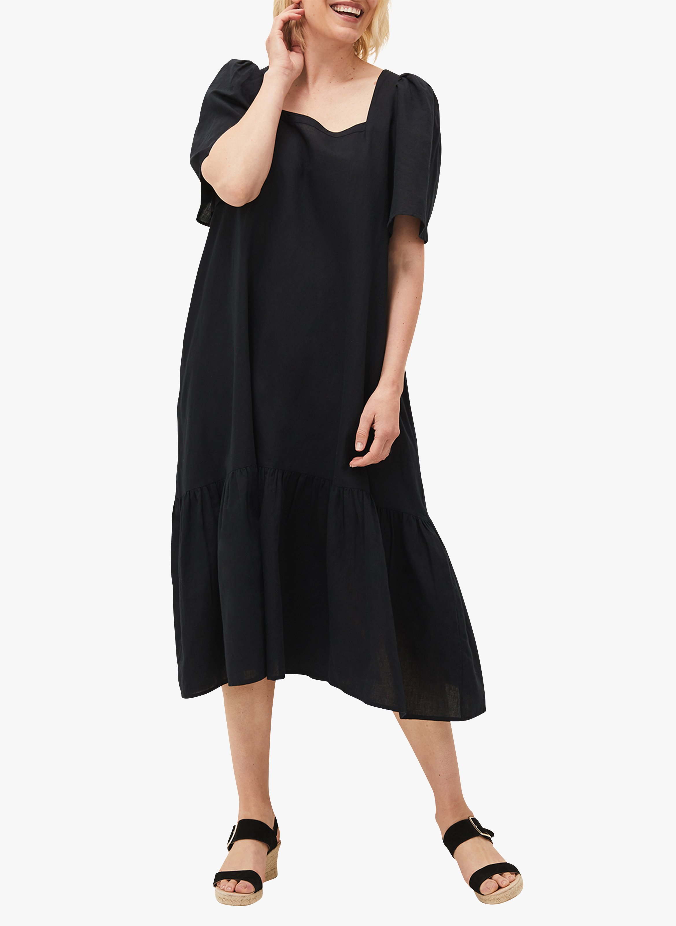 black cotton midi dress