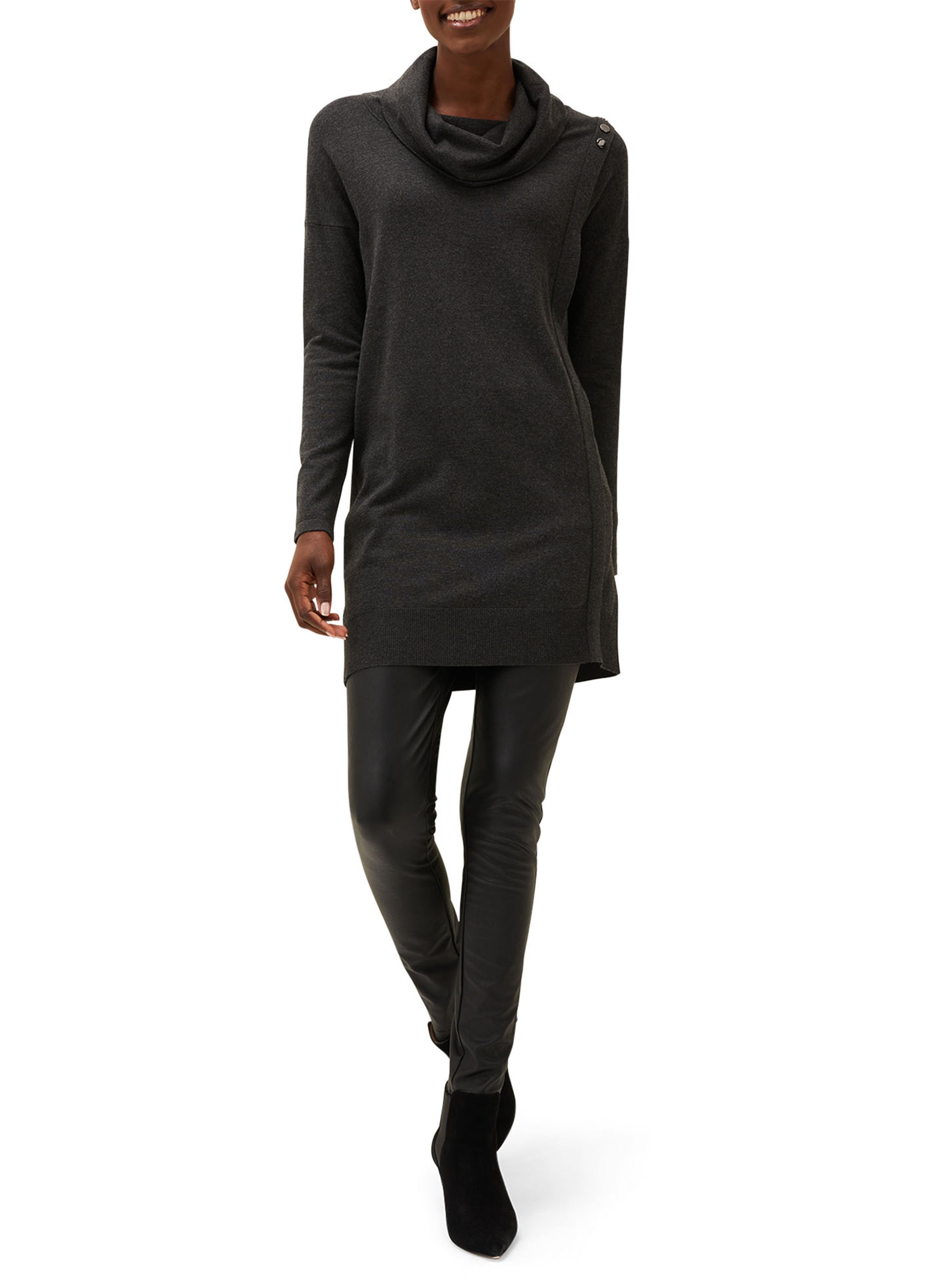 gray turtleneck sweater dress